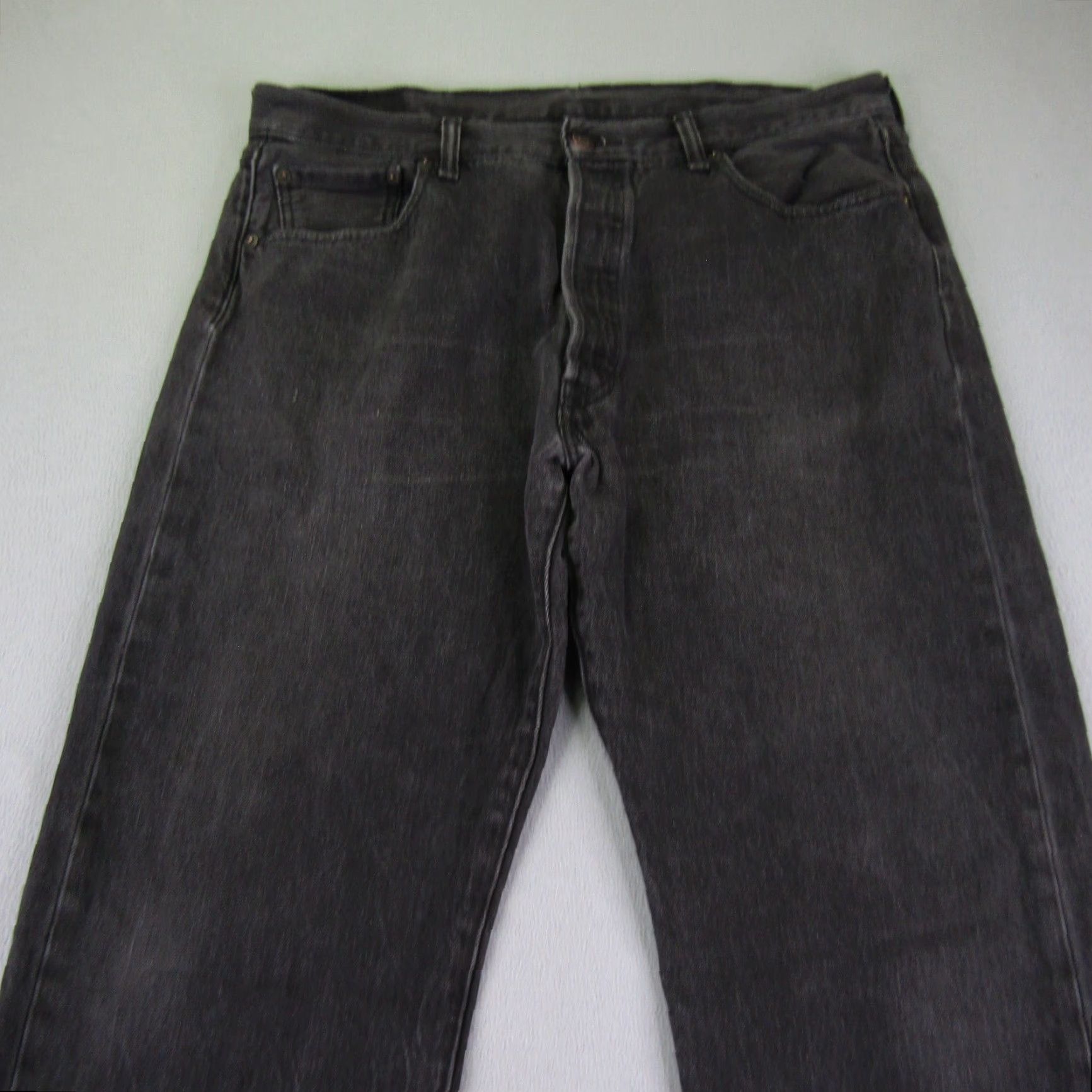 Levi's Levi's 501 Jeans Mens 38x32 Black Denim Button Fly Classic Fit Straight Size US 36 / EU 52 - 2 Thumbnail