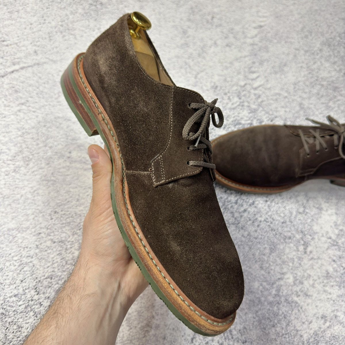 Designer × Handmade Gordon&Bros Mens Brown Suede Derbies US9 UK8 EU42 Size US 9 / EU 42 - 8 Thumbnail