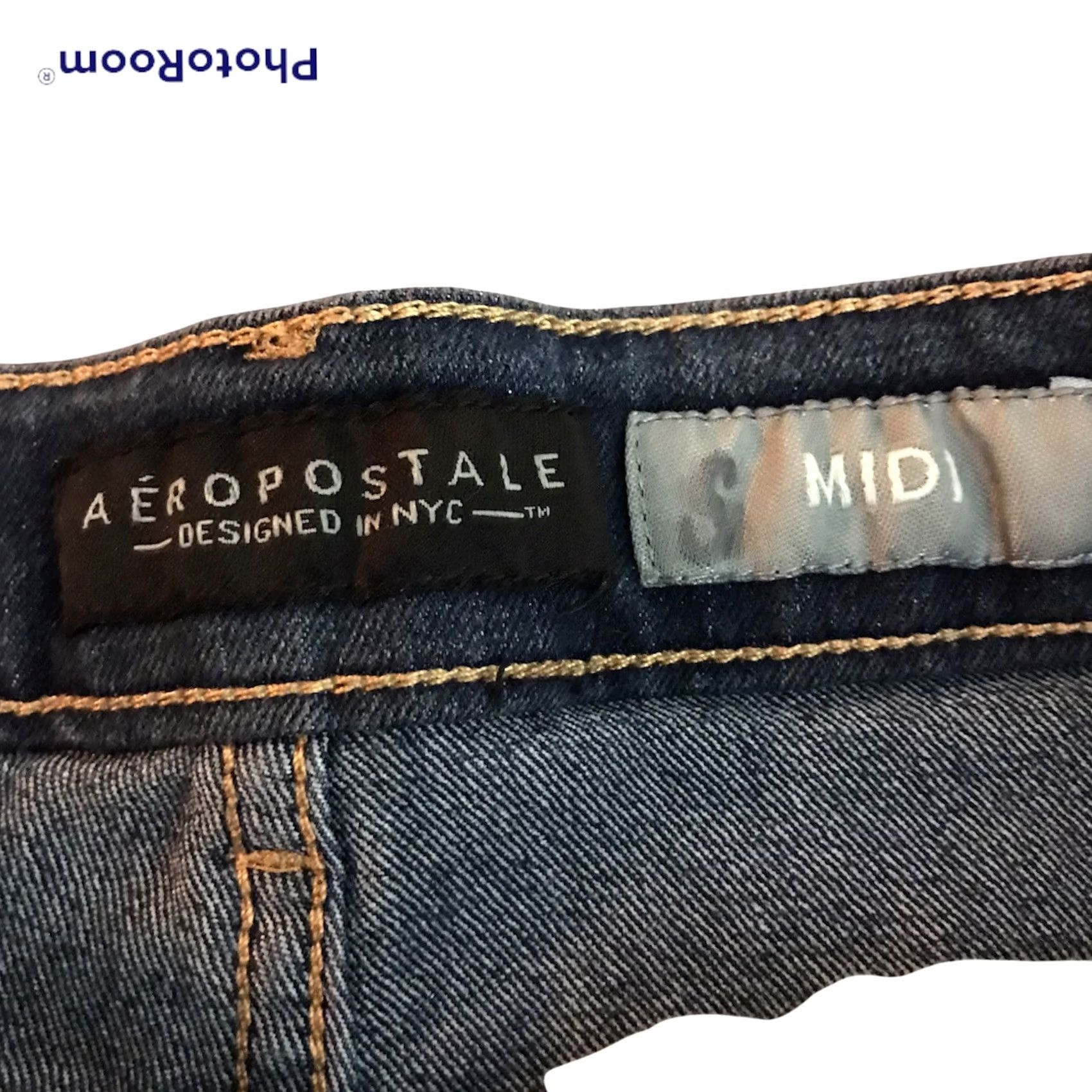 Vintage Aéropostale Shorts Midi Distressed Low Rise Denim Jean Sz 2 Cut Offs Dark Wash Size 26" / US 2 / IT 38 - 2 Thumbnail