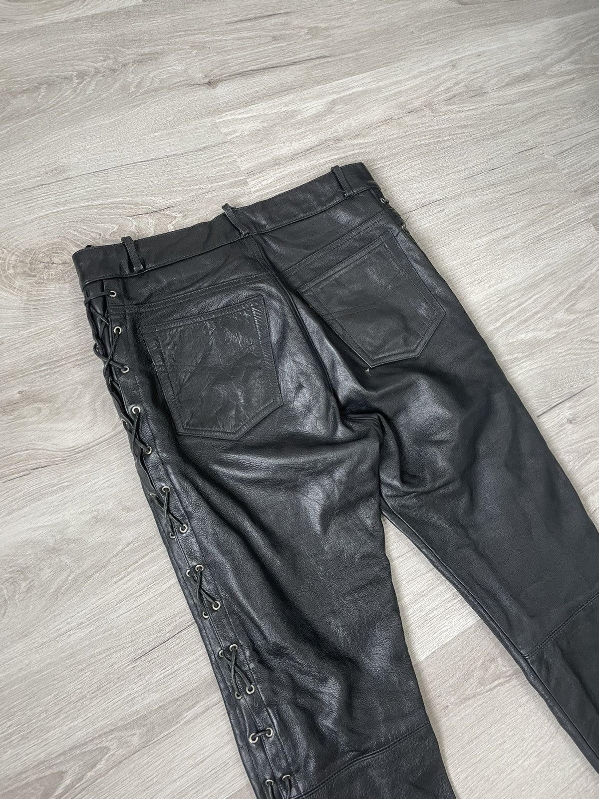 Japanese Brand × Leather × Vintage Vintage Casual Moto Pants Leather Size US 36 / EU 52 - 13 Thumbnail