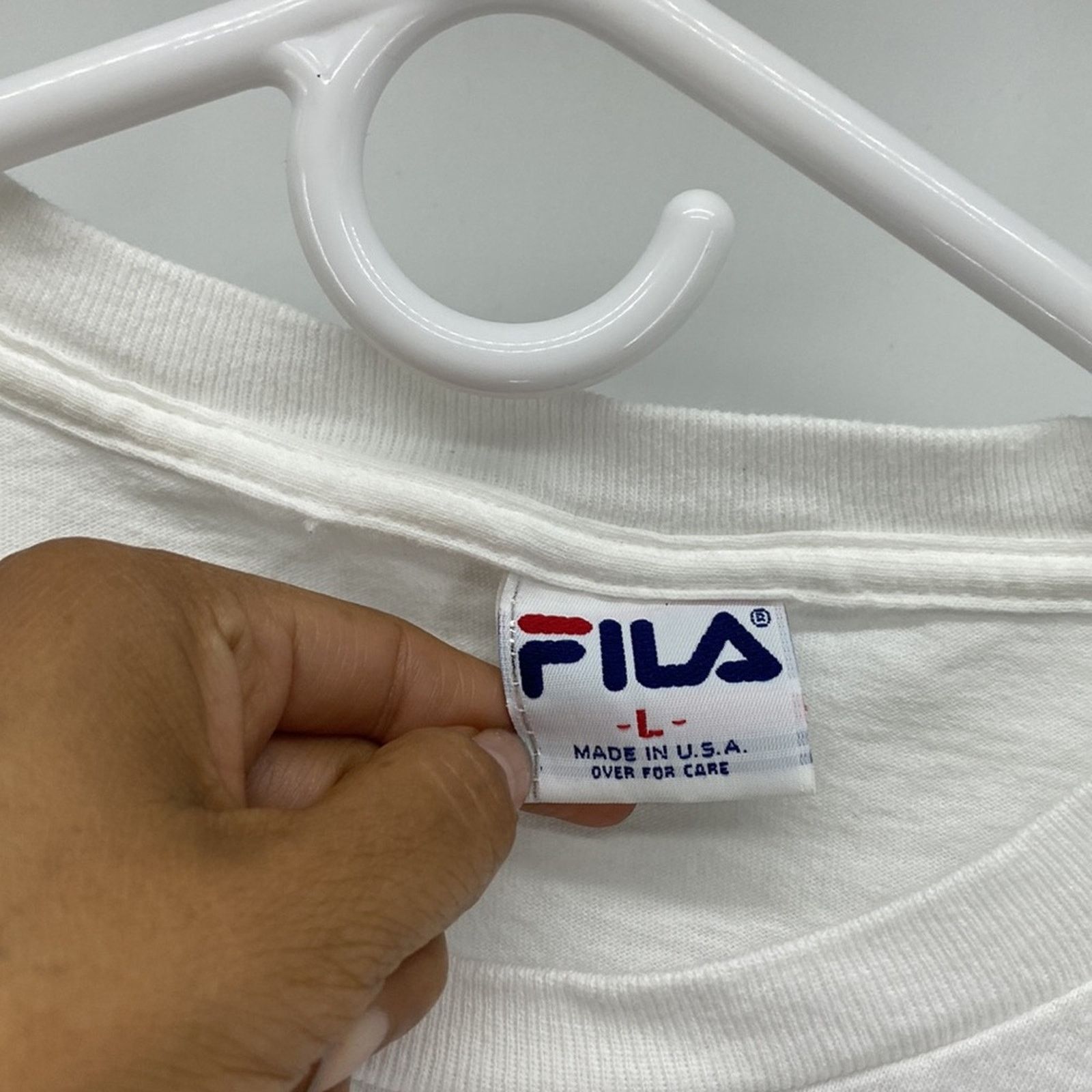 Fila 90s Fila T-shirt with logo white hip hop made in the USA Size US L / EU 52-54 / 3 - 3 Thumbnail