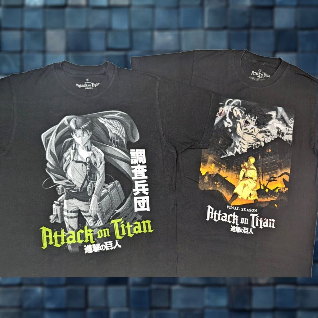 Ripple Junction Ripple Junction Manga Shirt LOT x 2, Attack on Titan Short Sleeve Crew Neck, Black, Size M, Men, T-Shirt, Graphic Print, Anime, 2 Pack Size US M / EU 48-50 / 2 - 1 Thumbnail