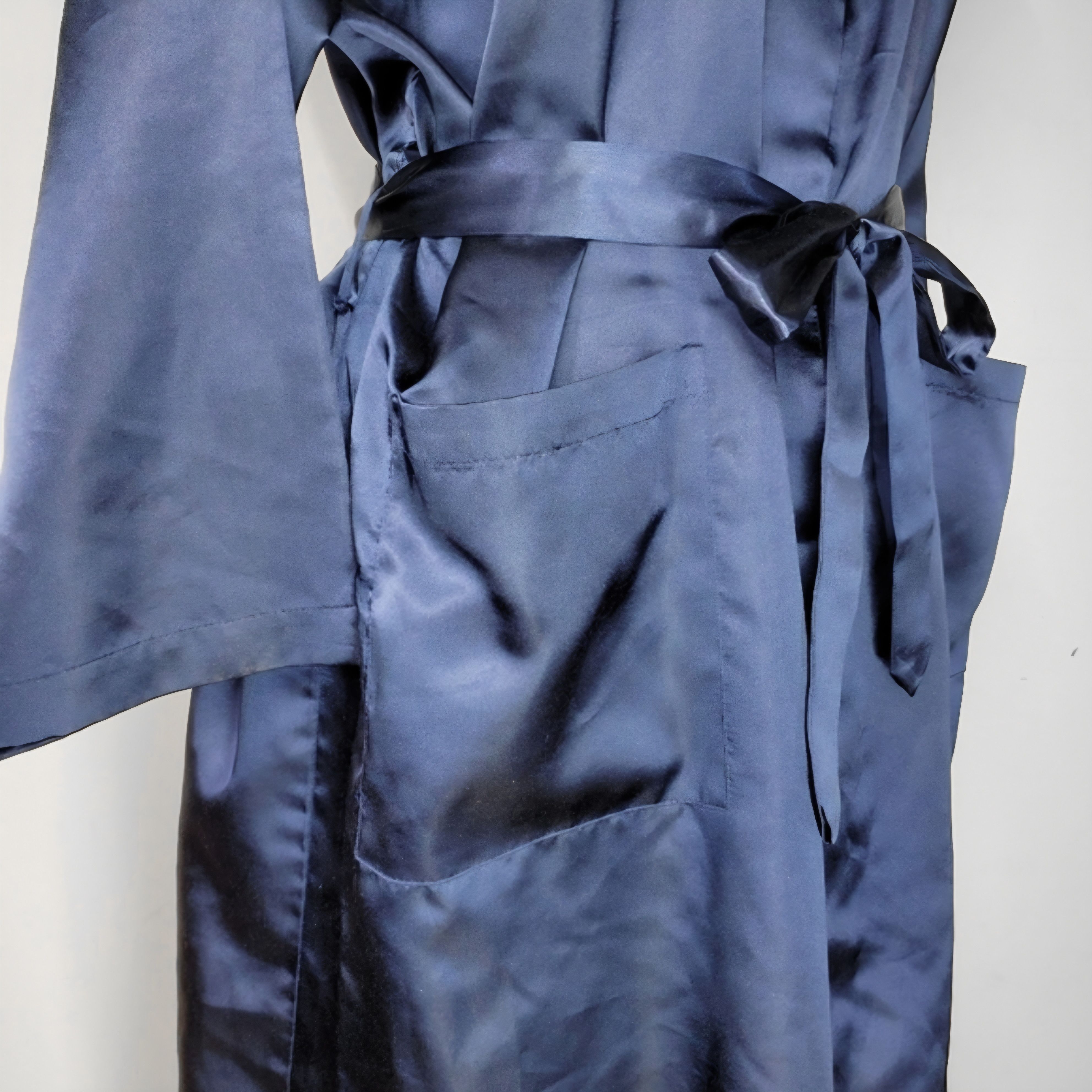 Other Courtney & Co. Size L Robe Navy Blue Satin Flower Floral Size L / US 10 / IT 46 - 6 Thumbnail