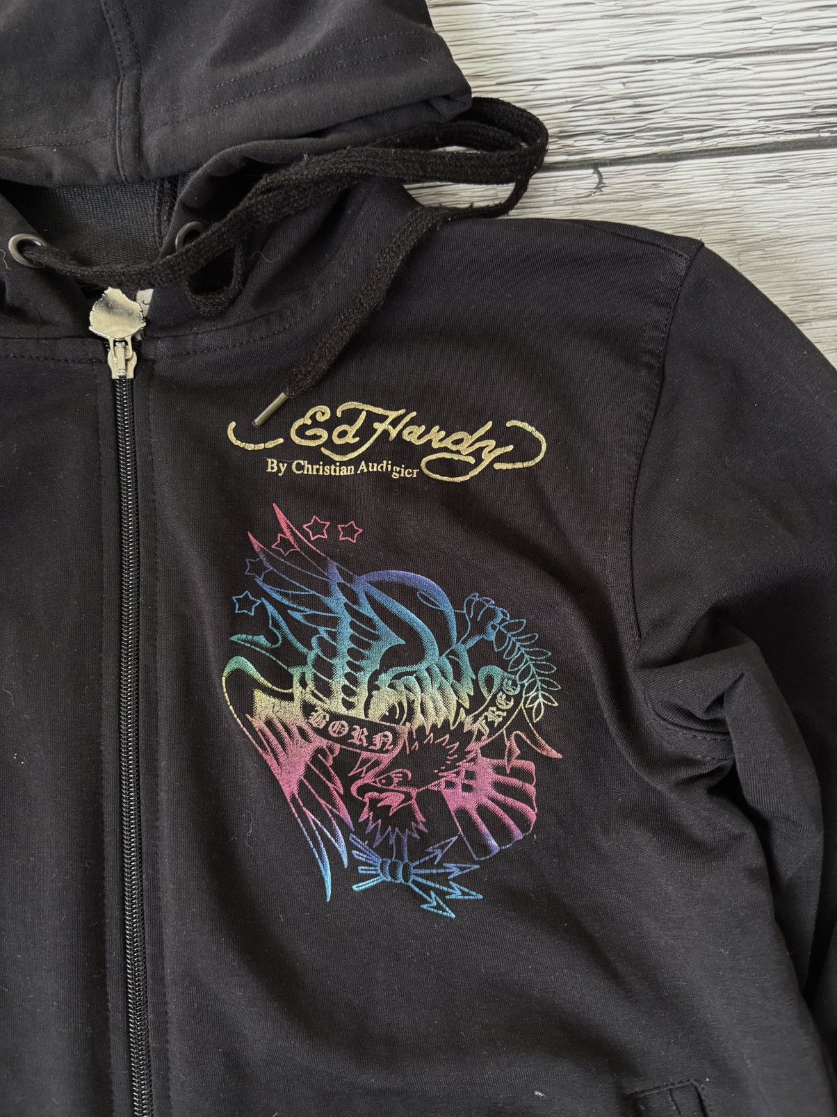 VINTAGE ED HARDY AVANT GARDE 2000s ZIP UP HOODIE