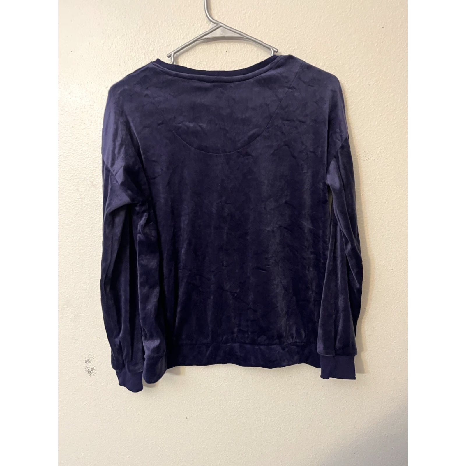 Nautica Nautica Shirt Women Small Navy Blue Velour Long Sleeve Henley Lounge Cozy Top Size S / US 4 / IT 40 - 3 Thumbnail