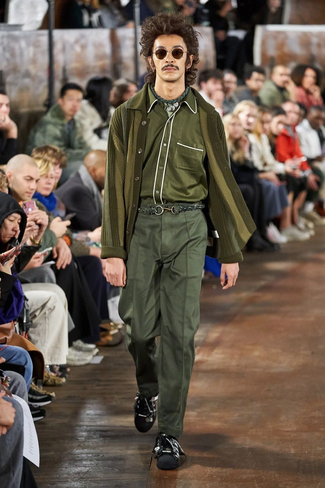 Nicholas Daley Olive Piped Shirt Made in Japan Cotton Rayon