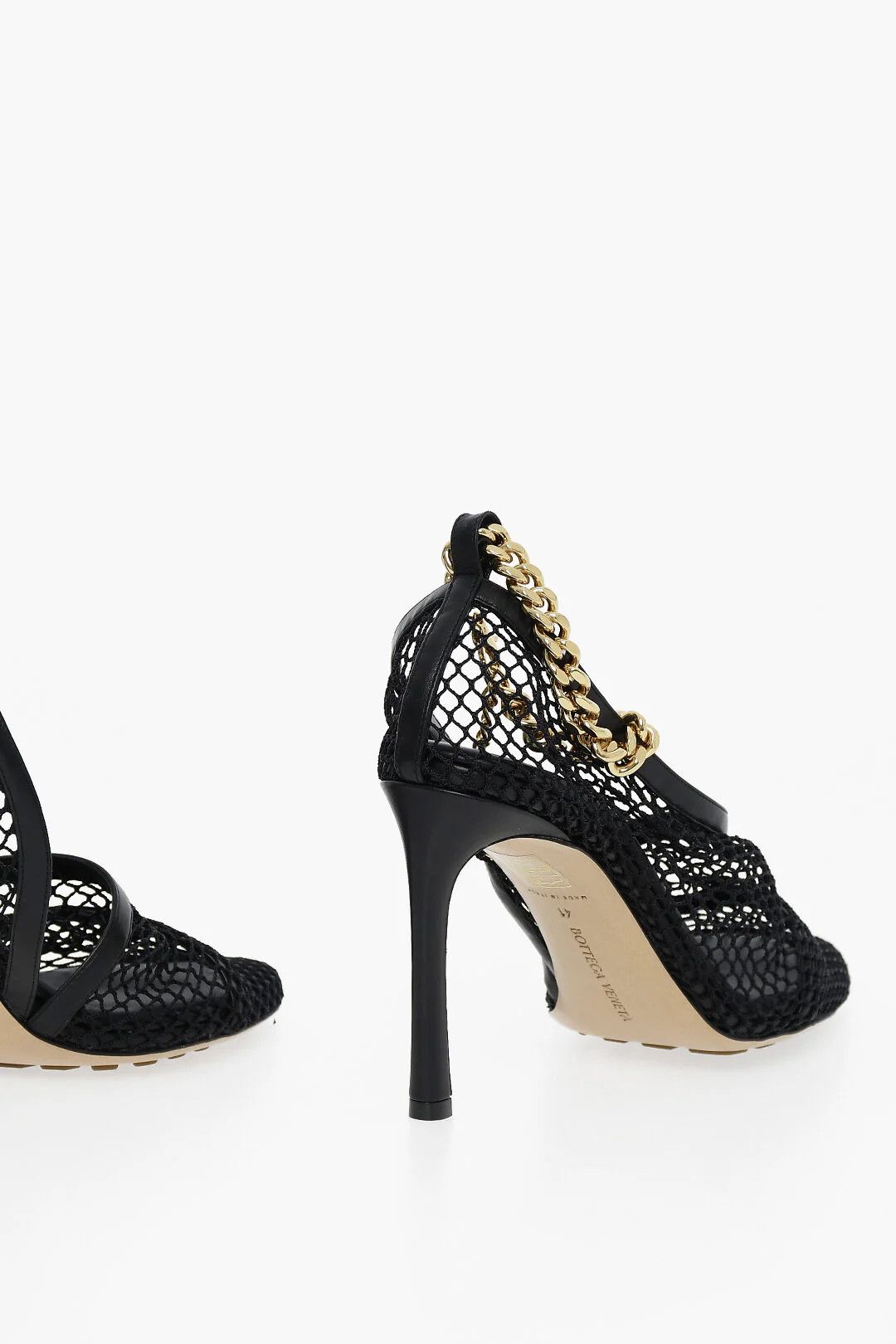 Bottega Veneta og1mm0426 Mesh Sandals in Black & Gold Size US 4 / IT 34 - 2 Thumbnail