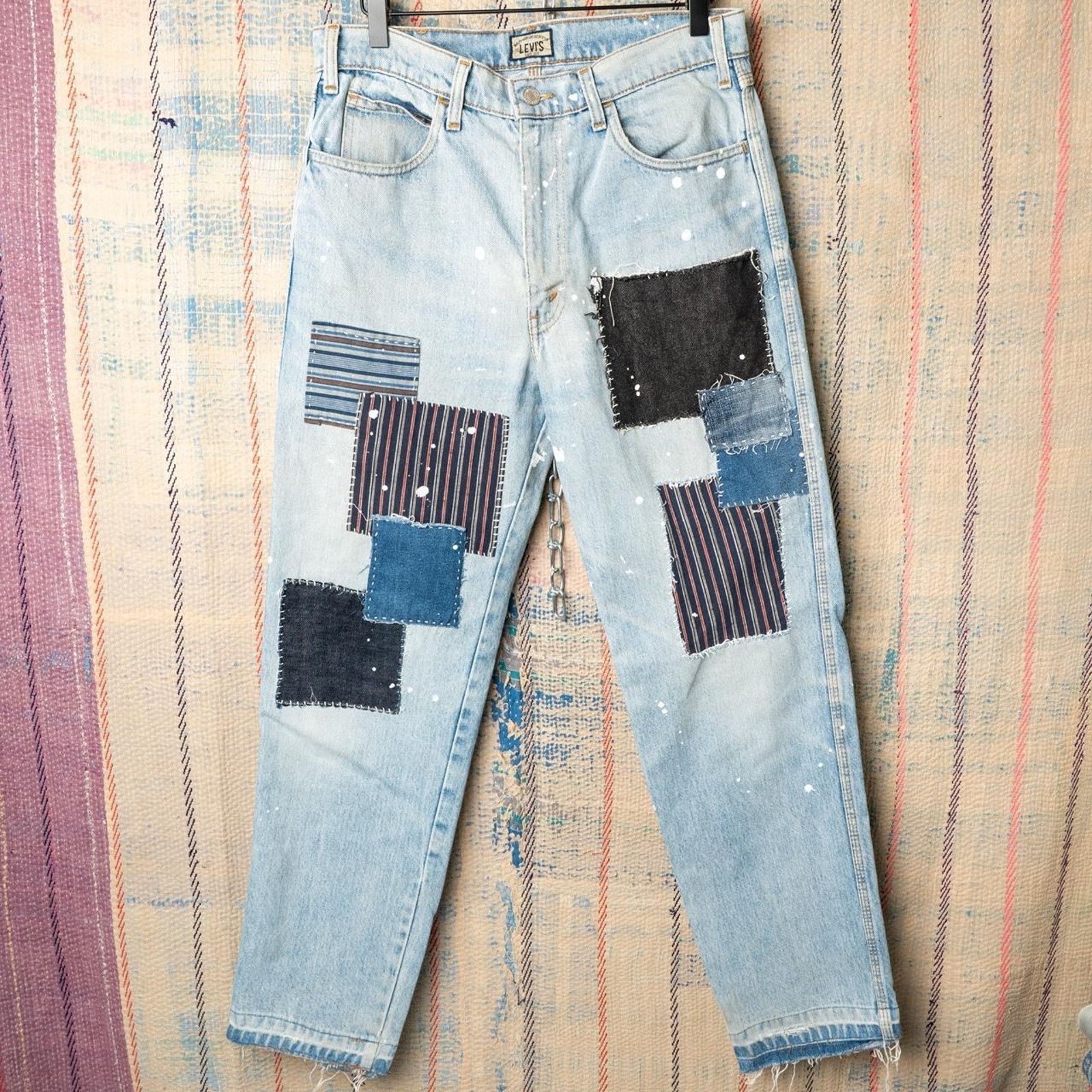 Levi's Custom handmade sashiko levis patchwork jeans size 31 x 30 Size US 31 - 1 Thumbnail