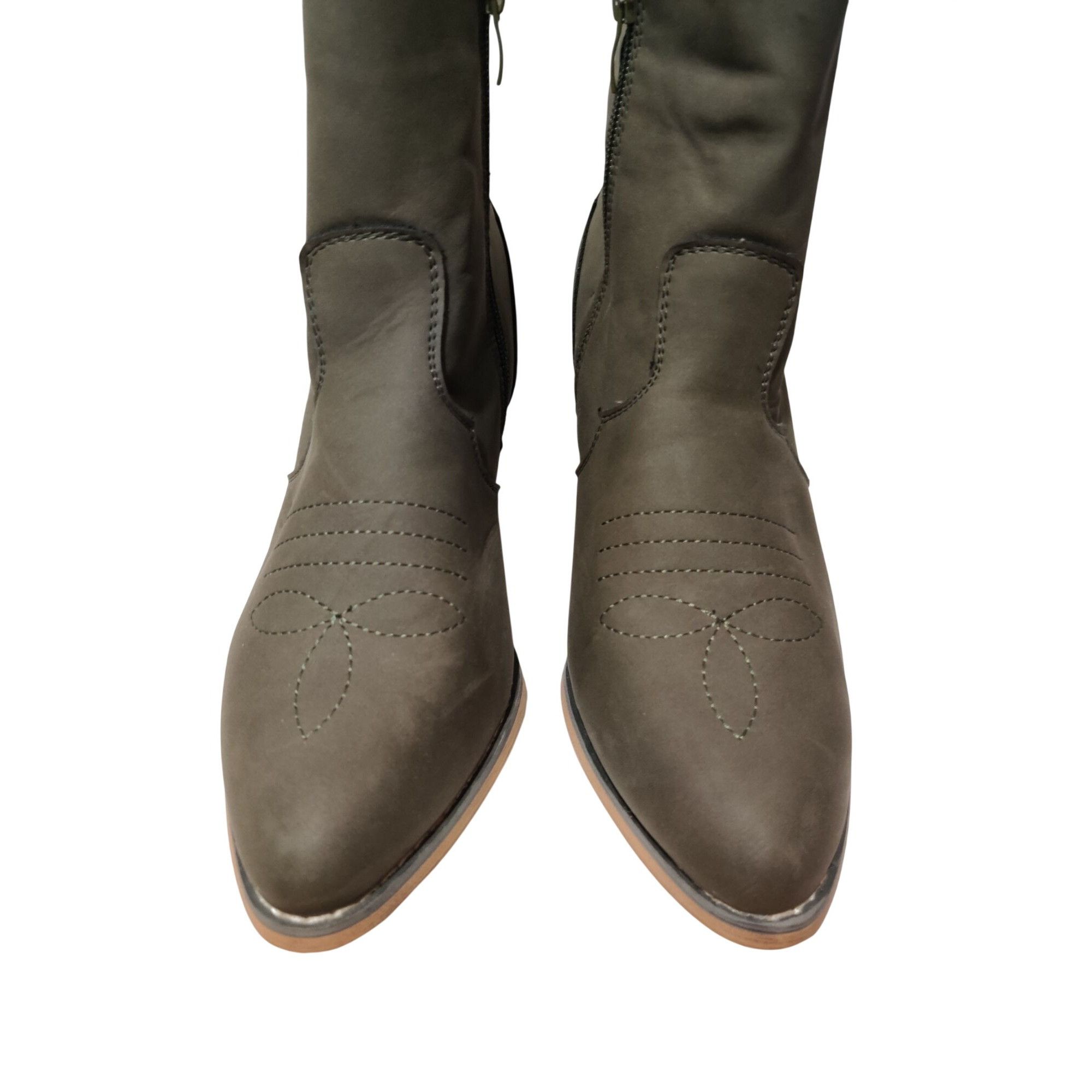 Other Tinstree 7 Womens Boots Olive Green Embroidered Cowboy Short Size US 7 / IT 37 - 11 Thumbnail