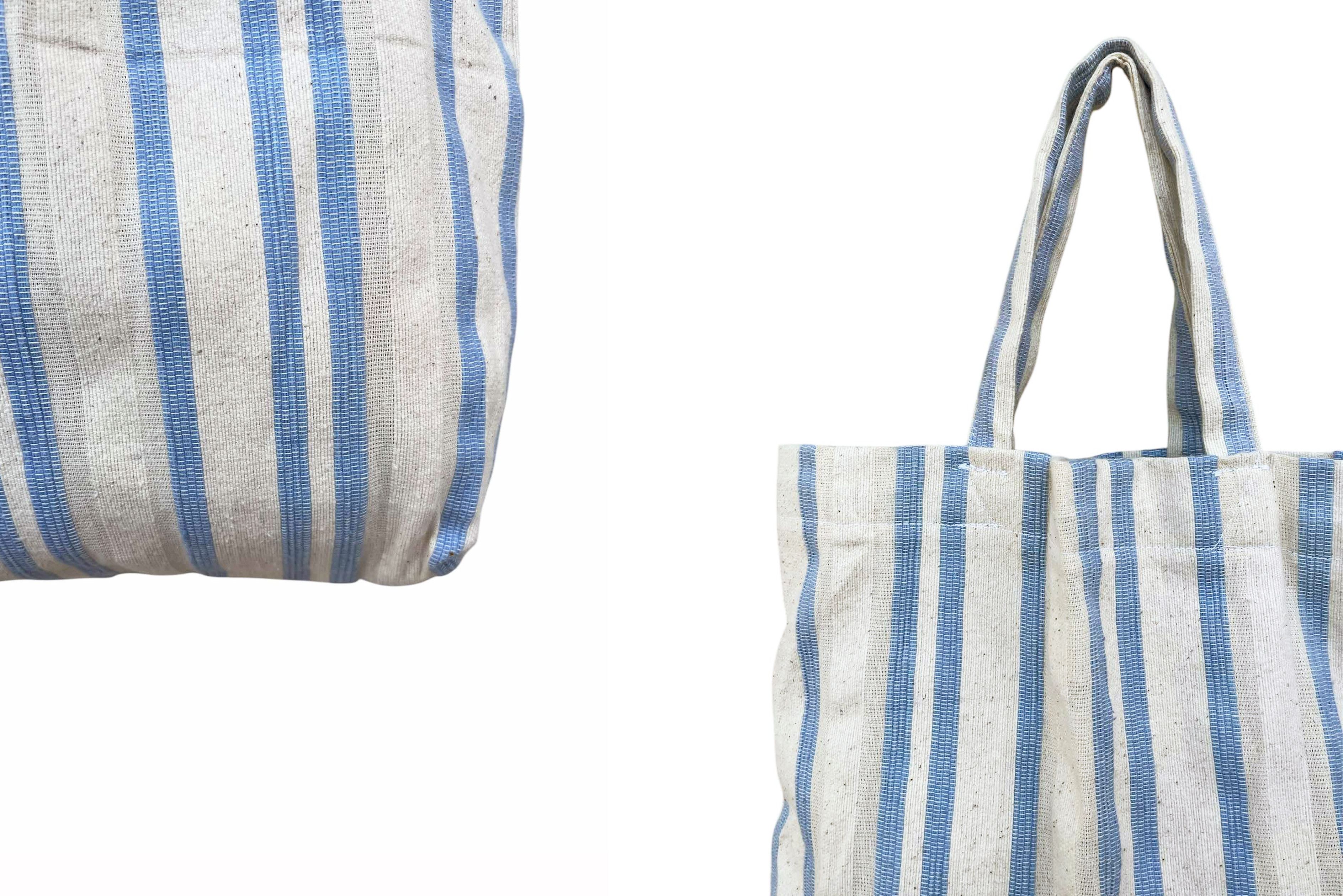 Vintage Vintage Handmade woven vertical striped Top Handle large Bag Size ONE SIZE - 4 Thumbnail