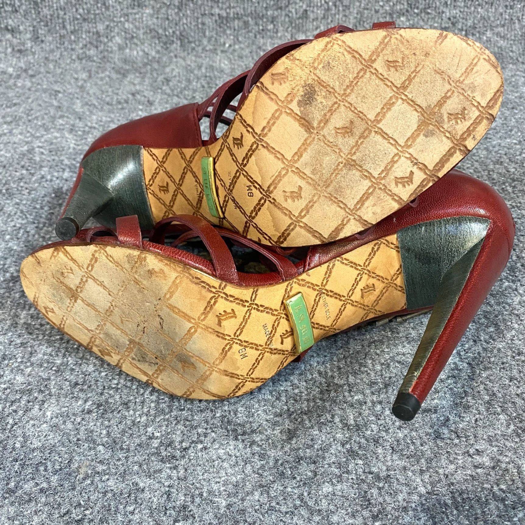 L.A.M.B. L.A.M.B. Womens Pumps 8M Red Stiletto Heels Leather Open Toe Pump Womens Size US 8 / IT 38 - 6 Thumbnail