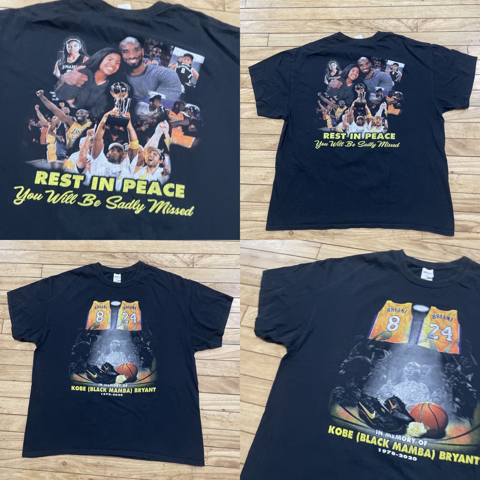 Gildan Kobe Bryant x Gigi Rest in Peace Men T-shirt Unisex Black Tee Basketball Gildan XL Short Sleeve Crew Neck 100% Cotton Graphic Print Shirt Mens Size US XL / EU 56 / 4 - 9 Thumbnail