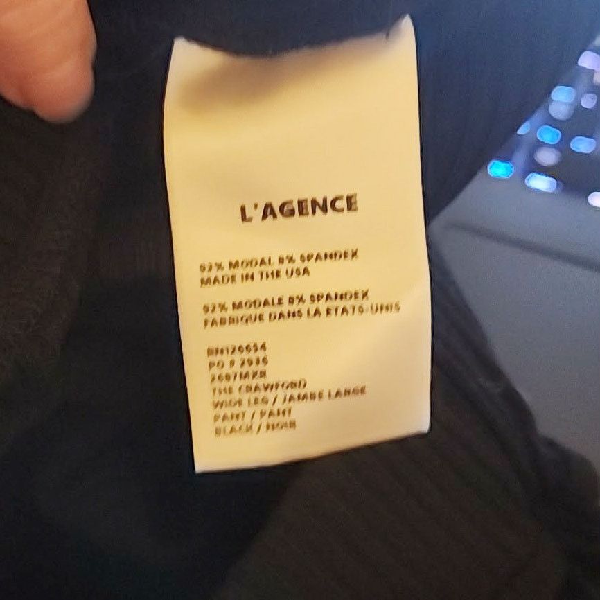 L'AGENCE L'Agence Crawford Wide Leg Pants Black Ribbed Size 30" / US 8 / IT 44 - 6 Thumbnail