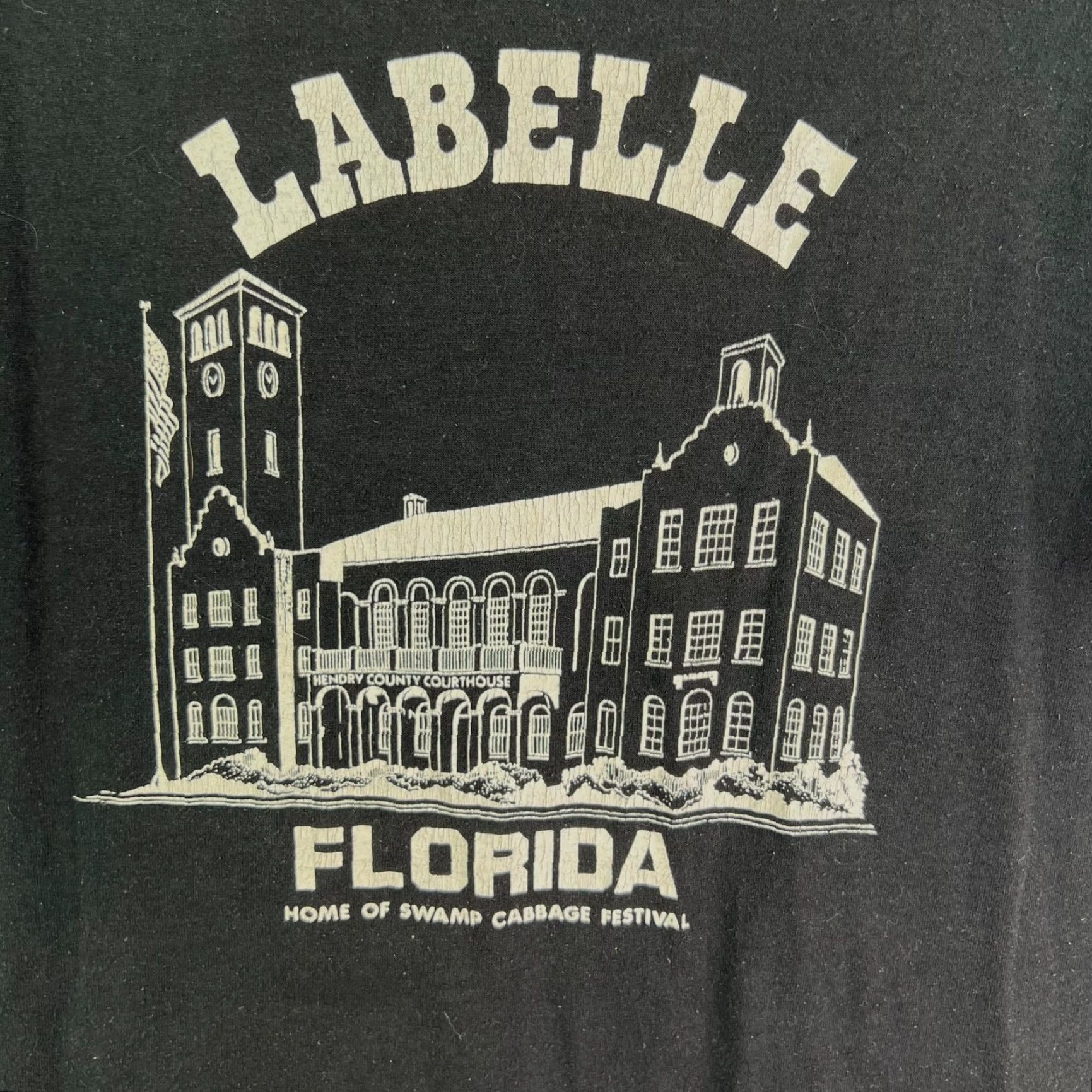 Vintage VINTAGE Sportswear T-Shirt Mens M Black Graphic Print Crew Neck Short Sleeve Logo Swamp Cabbage Fest Labelle FL Destination Angels Stitch Bill 90s Size US M / EU 48-50 / 2 - 2 Thumbnail