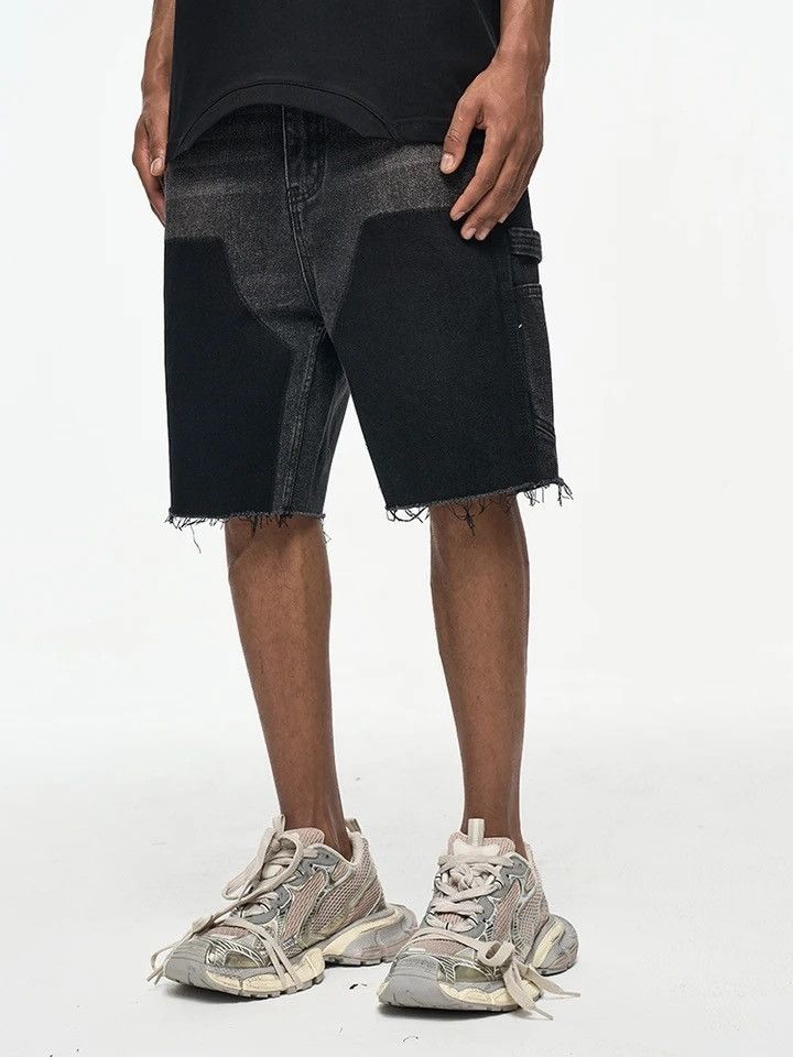 Japanese Brand High street patchwork raw edge logging denim shorts Size US 34 / EU 50 - 5 Thumbnail