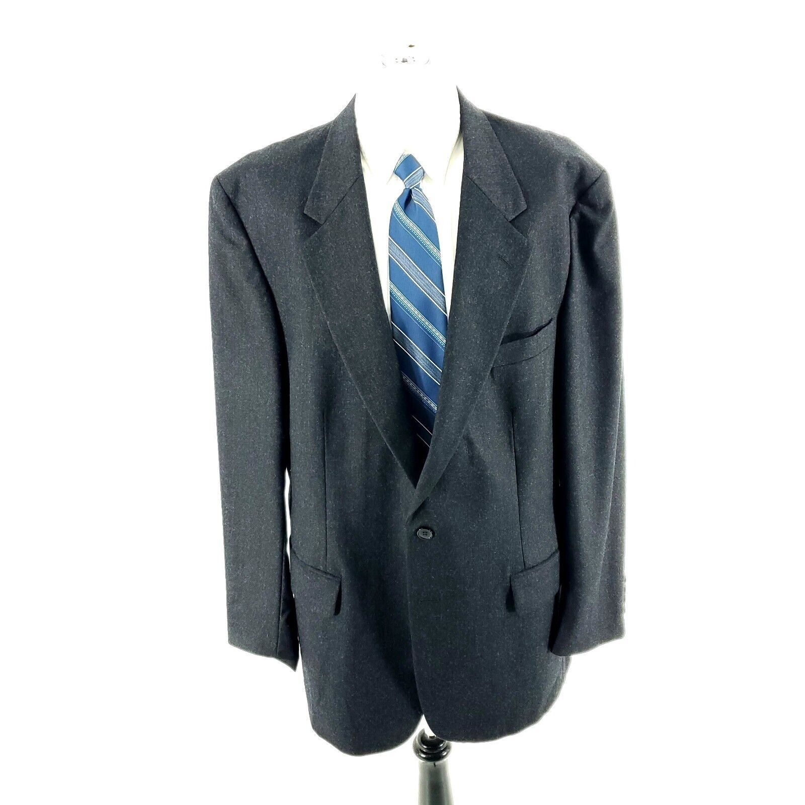 Savile Row Savile Row Flannel Wool 2 Button Blazer 46L Gray Size 46L - 3 Thumbnail