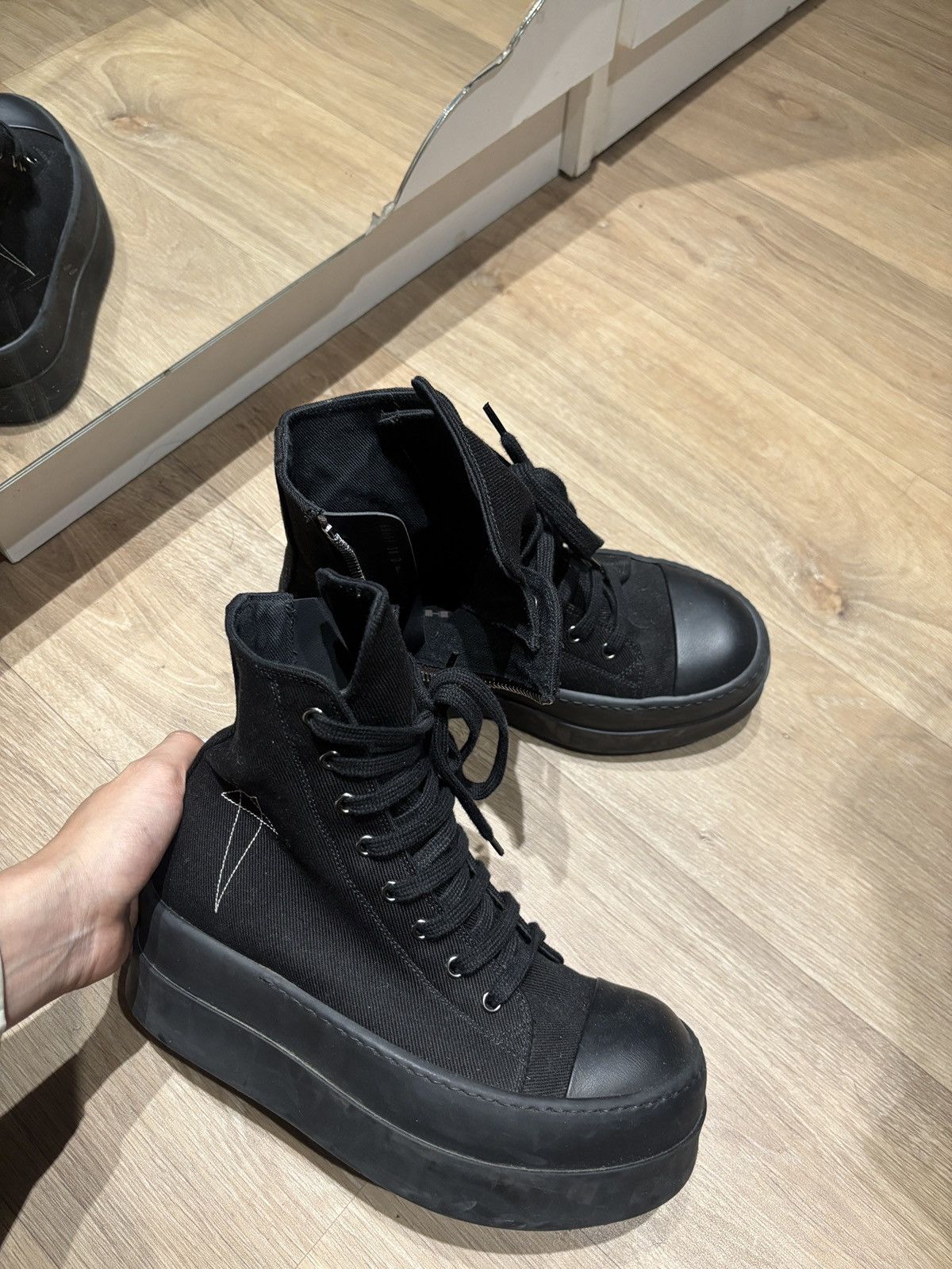 Rick Owens Drkshdw Rick Owens DRKSHDW Ramones High Top Platform Sneakers Size US 8 / IT 38 - 2 Thumbnail