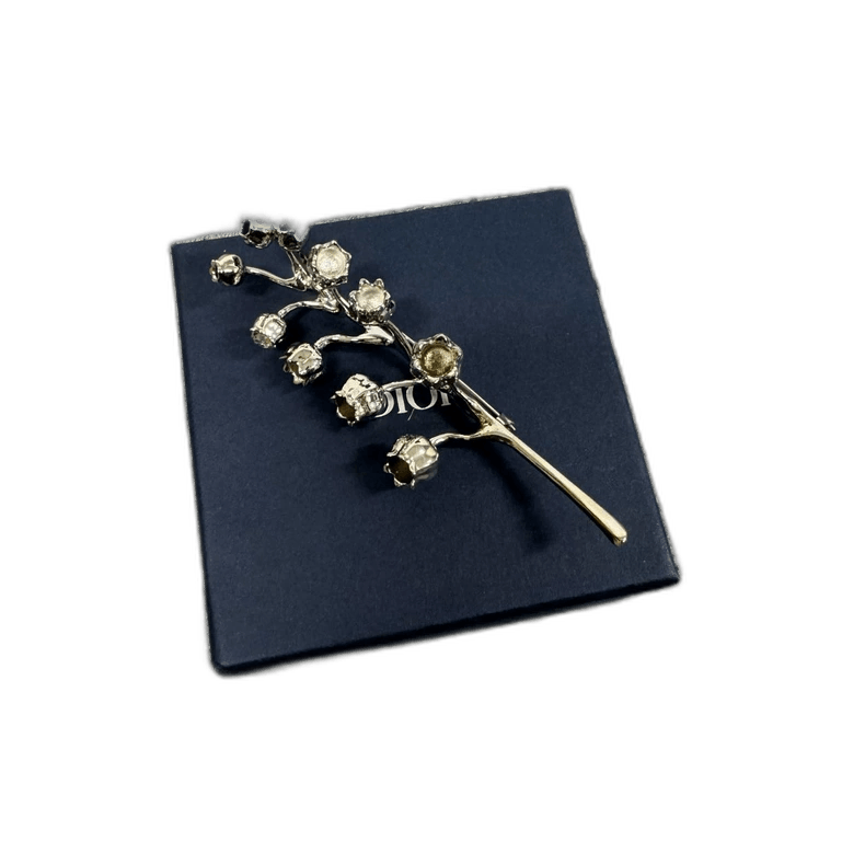 Dior elegant silver lily flower brooch with diamonds Size ONE SIZE - 1 Thumbnail