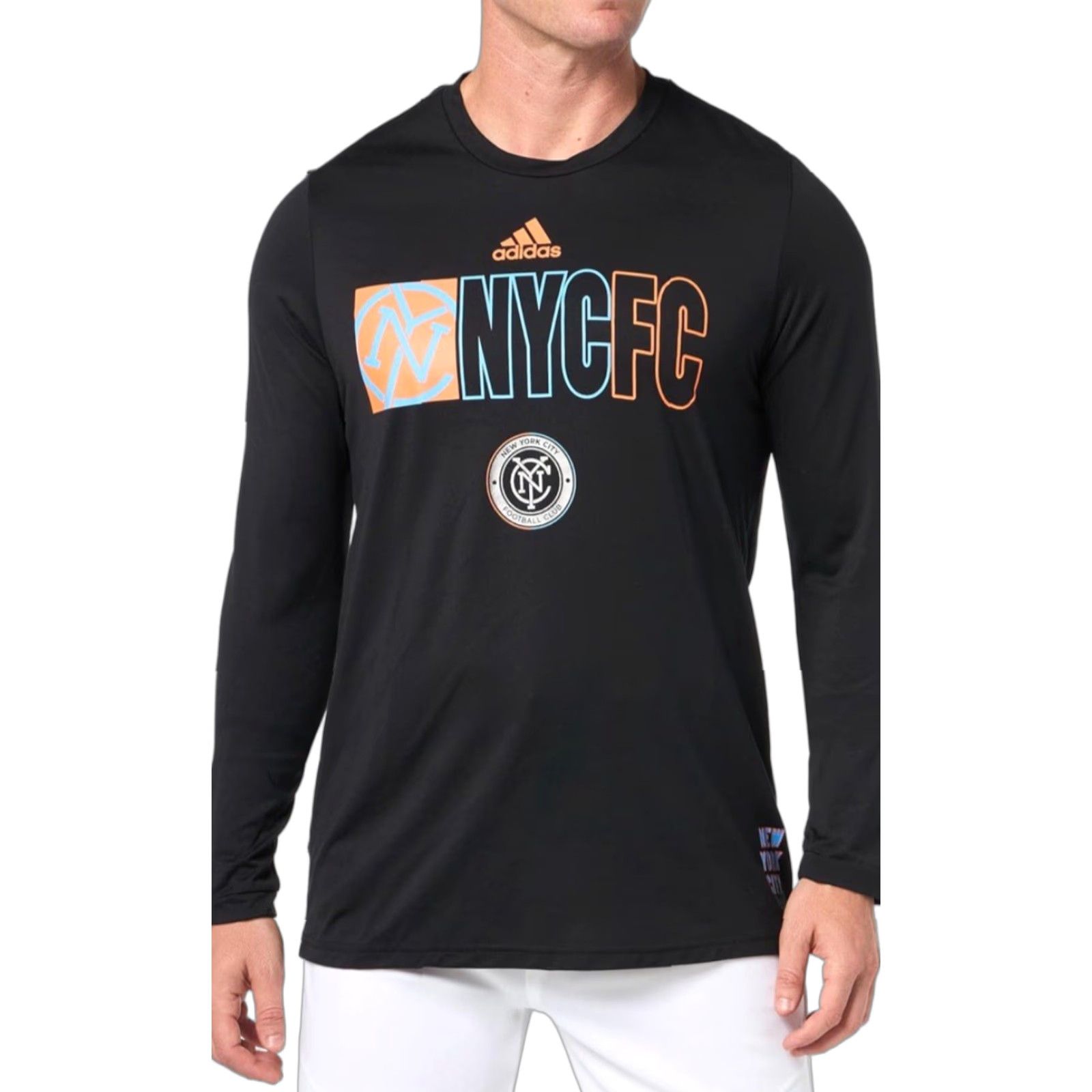 Adidas NWT adidas Men’s New York City FC Long Sleeve Pre-game T-shirt - Black - XL Size US XL / EU 56 / 4 - 1 Thumbnail