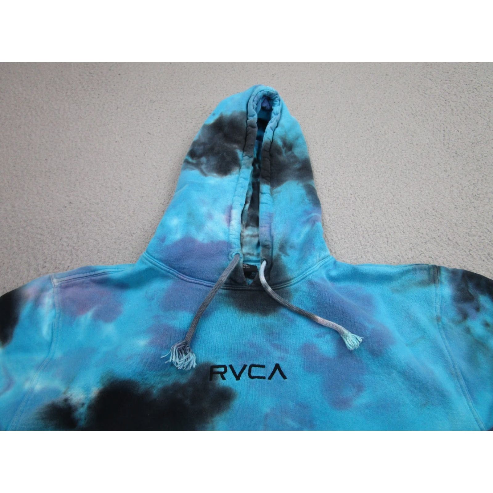 RVCA RVCA Hoodie Mens Large Blue Tie Dye Pullover Surfer Skater Grunge Graphic Print Logo All Seasons Hooded Pockets Mens Regular XS? Wait Size US L / EU 52-54 / 3 - 2 Thumbnail