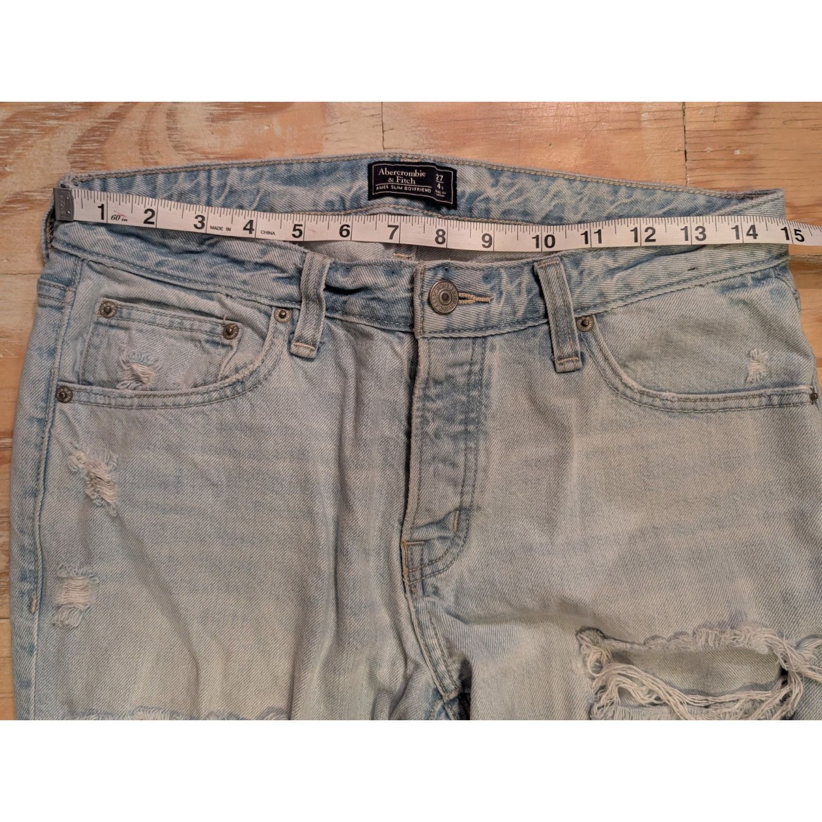 Abercrombie & Fitch Wms Abercrombie & Fitch Ames Slim Stone Jeans Distress Hole Size 27" / US 4 / IT 40 - 3 Thumbnail