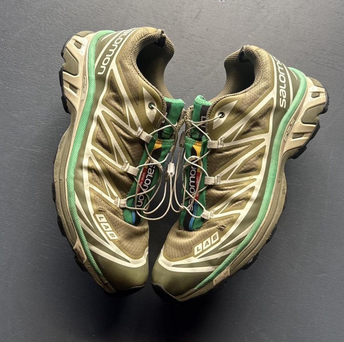 Salomon Xt-6 Khaki and Green Sneakers