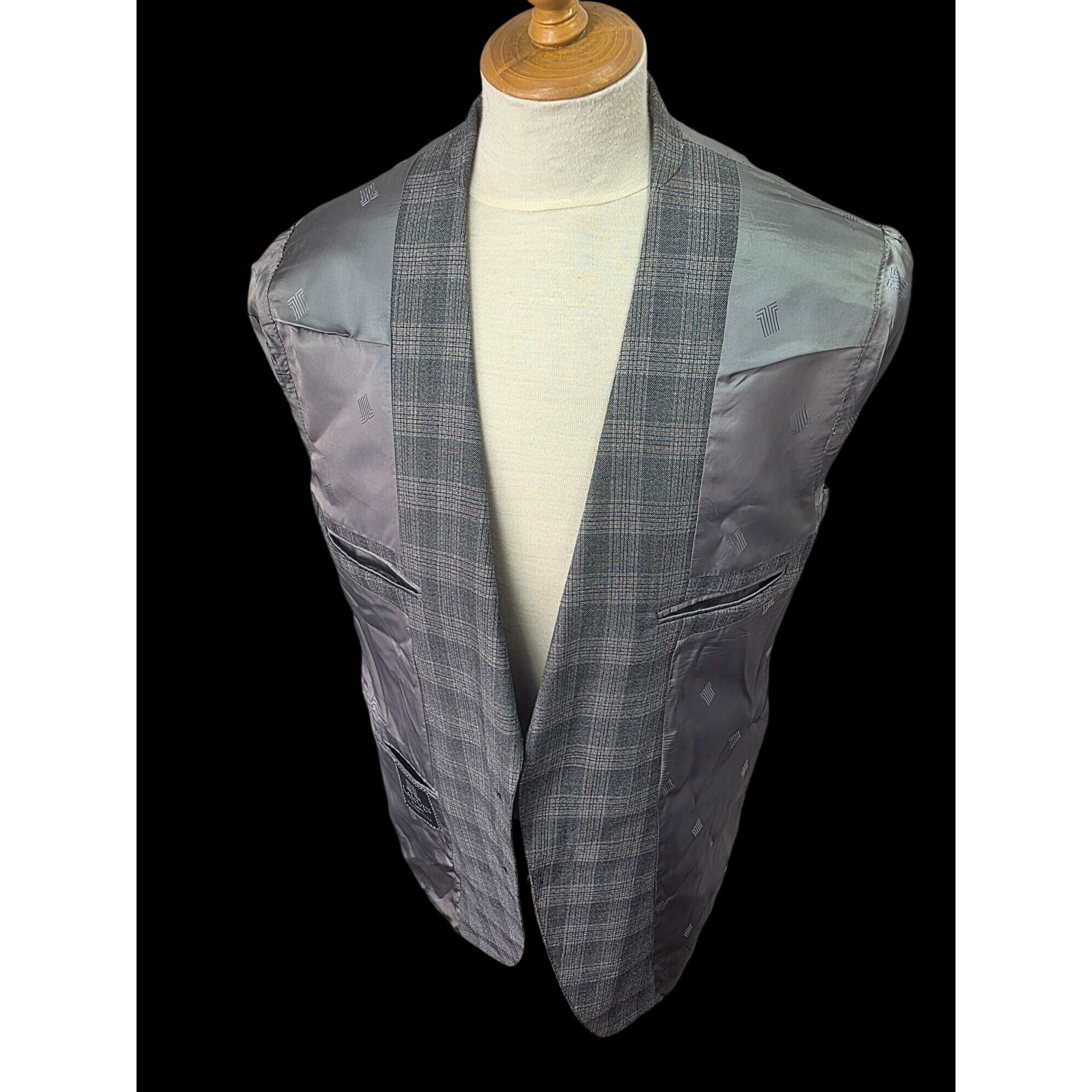 Lanvin Lanvin Paris 80s Glen Plaid Sport Coat 44L Grey Woo Size 44L - 9 Thumbnail