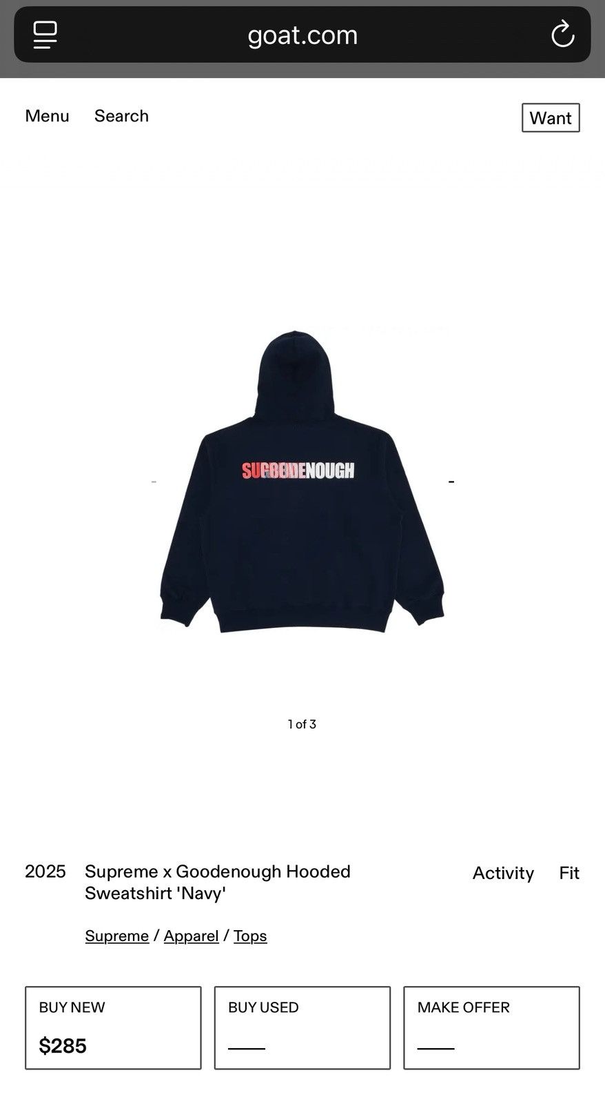 GOODENOUGH × Supreme Black Supreme x Goodenough Hoodie Size US S / EU 44-46 / 1 - 4 Thumbnail
