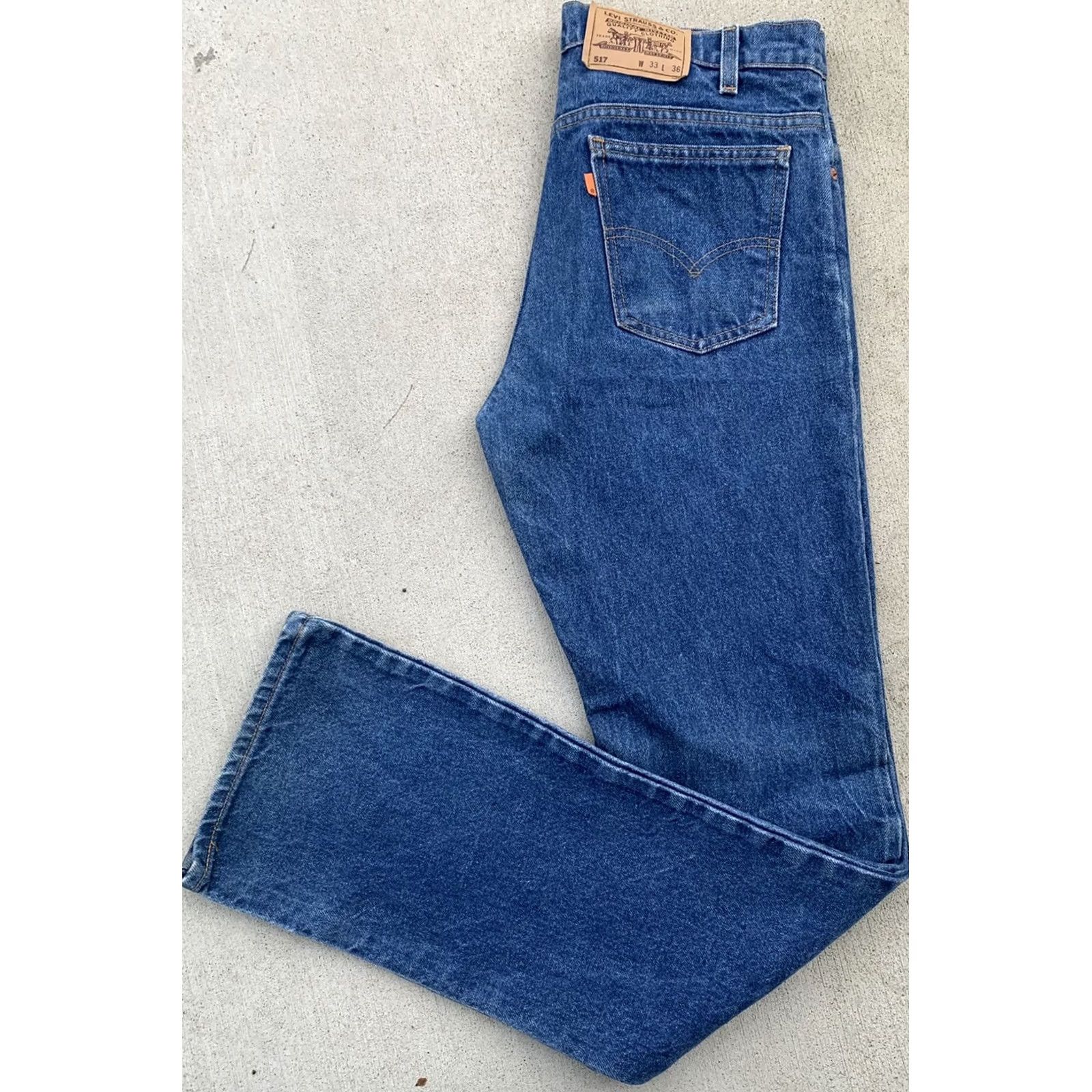 Levi's vintage Levi's 517 jeans orange tab W 33 L 36 Made in USA blue denim 5-pocket Mens jeans USA 80s 90s style Size US 33 - 2 Thumbnail