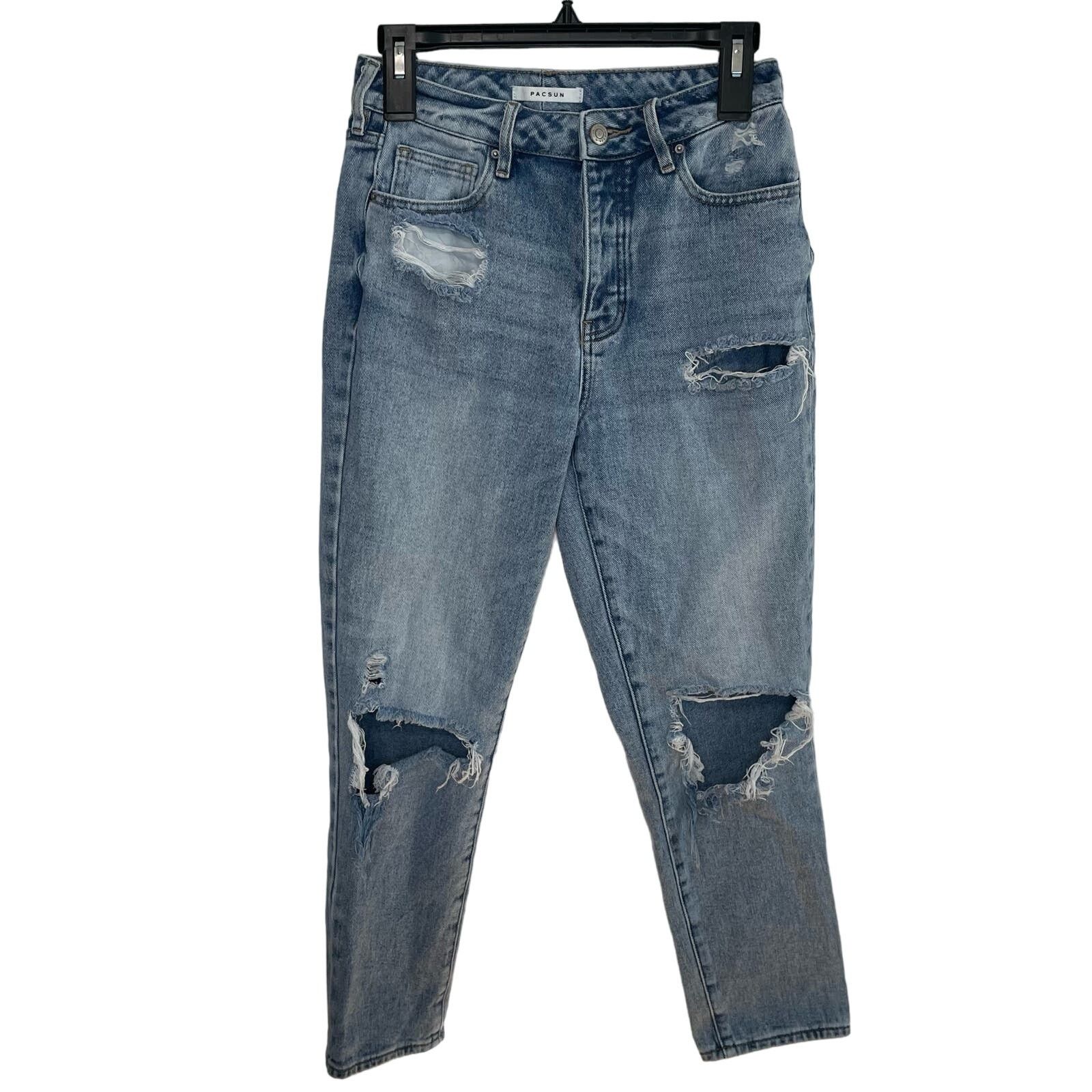 Pacsun PacSun Mom Jeans 26 Womens Button Fly Distressed Casual Size 27" / US 4 / IT 40 - 1 Thumbnail