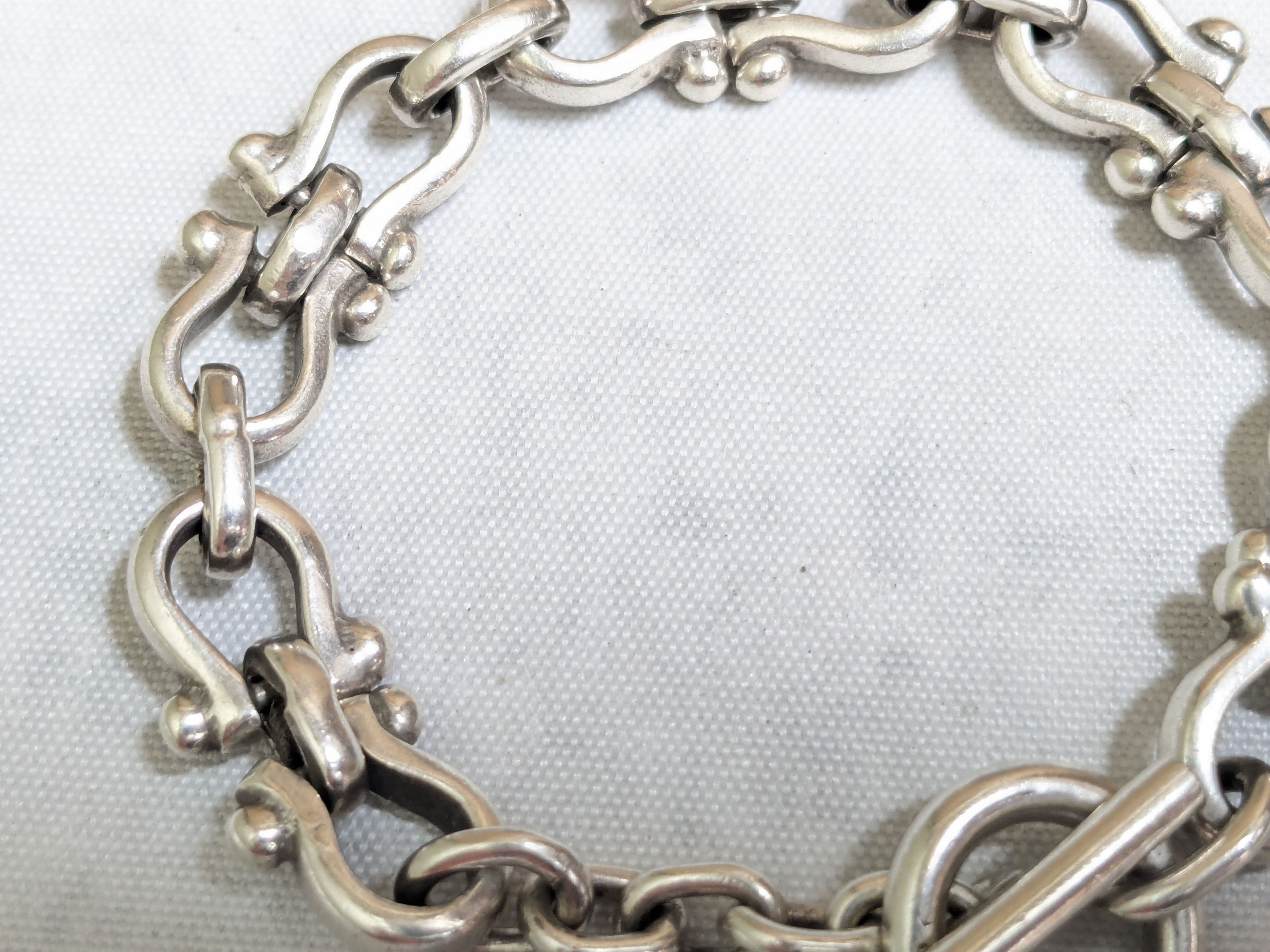 Jewelry Vintage Sterling Silver Equestrian Bracelet 6.75" Stirrup Size 26 - 8 Thumbnail