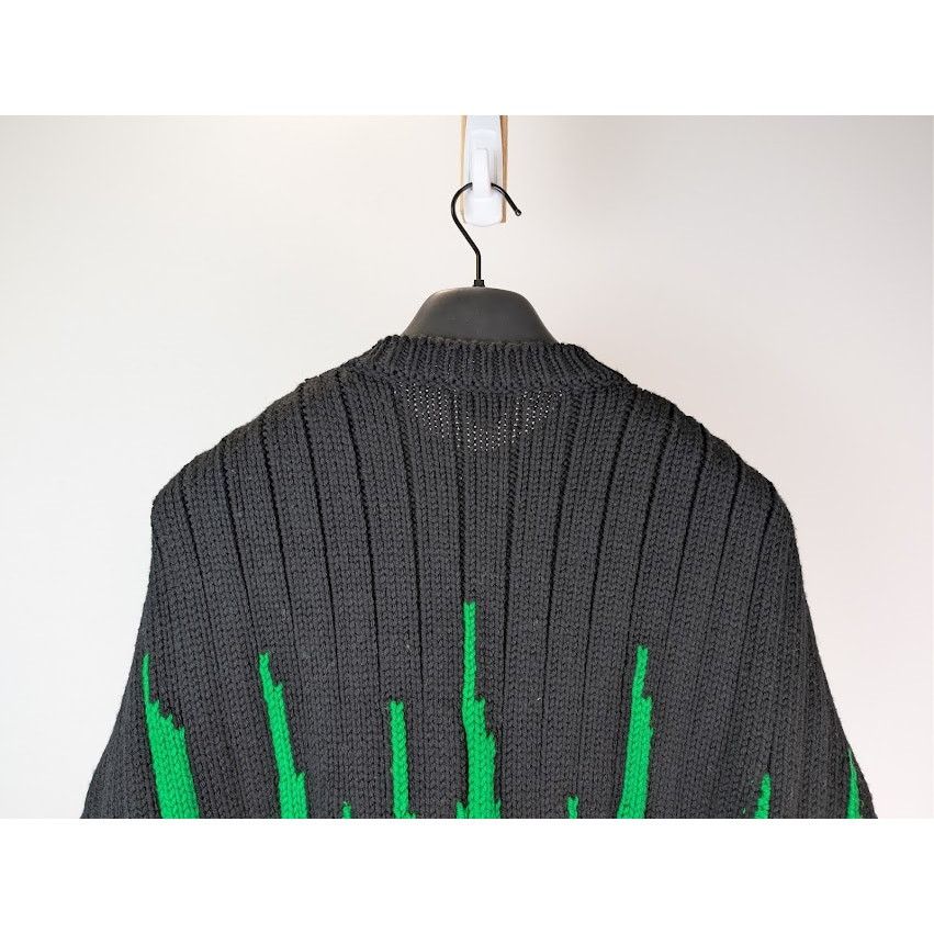 Bottega Veneta o1rshd1 Heavyweight Wool Graphic Knit Sweater Parakeet/Black Size US L / EU 52-54 / 3 - 11 Thumbnail