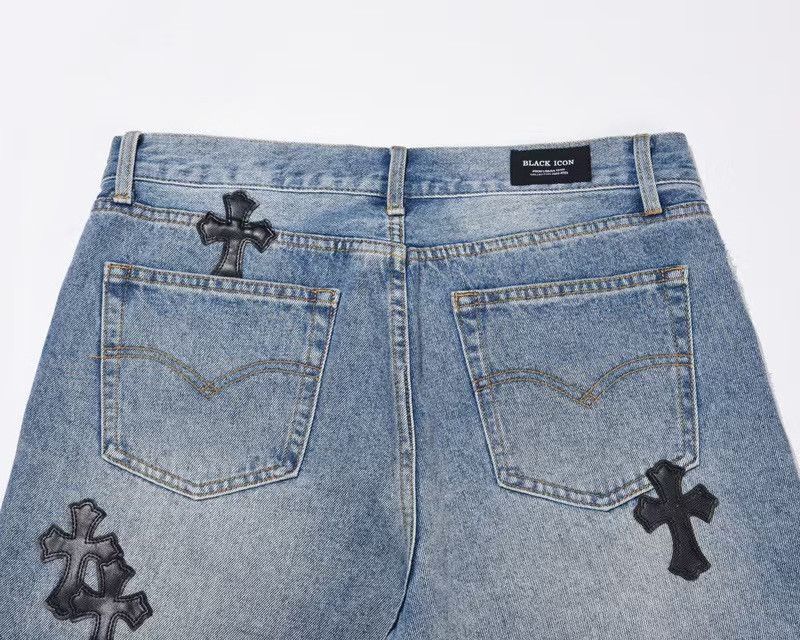 Vintage Blue street retro cross patch denim shorts y2k Size US 32 / EU 48 - 4 Thumbnail