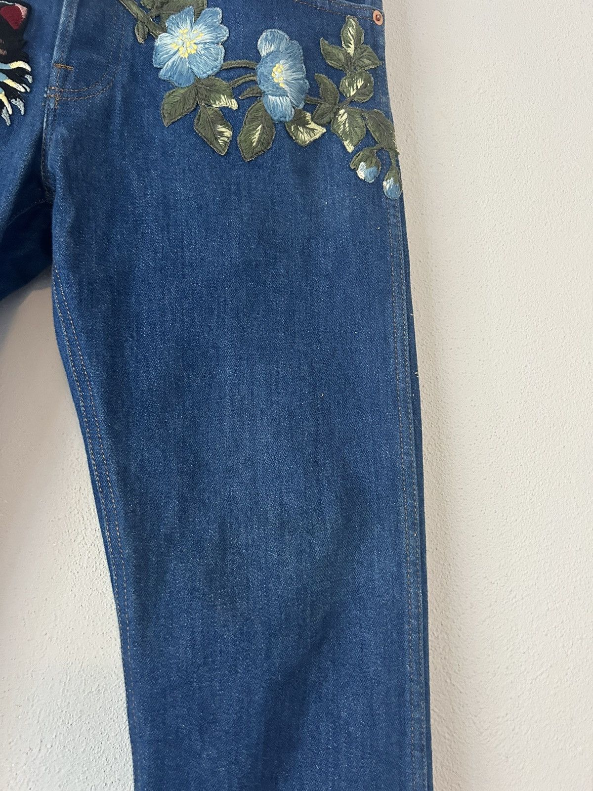 Gucci Blue Tiger Floral Embroidery Jeans Size US 30 / EU 46 - 5 Thumbnail