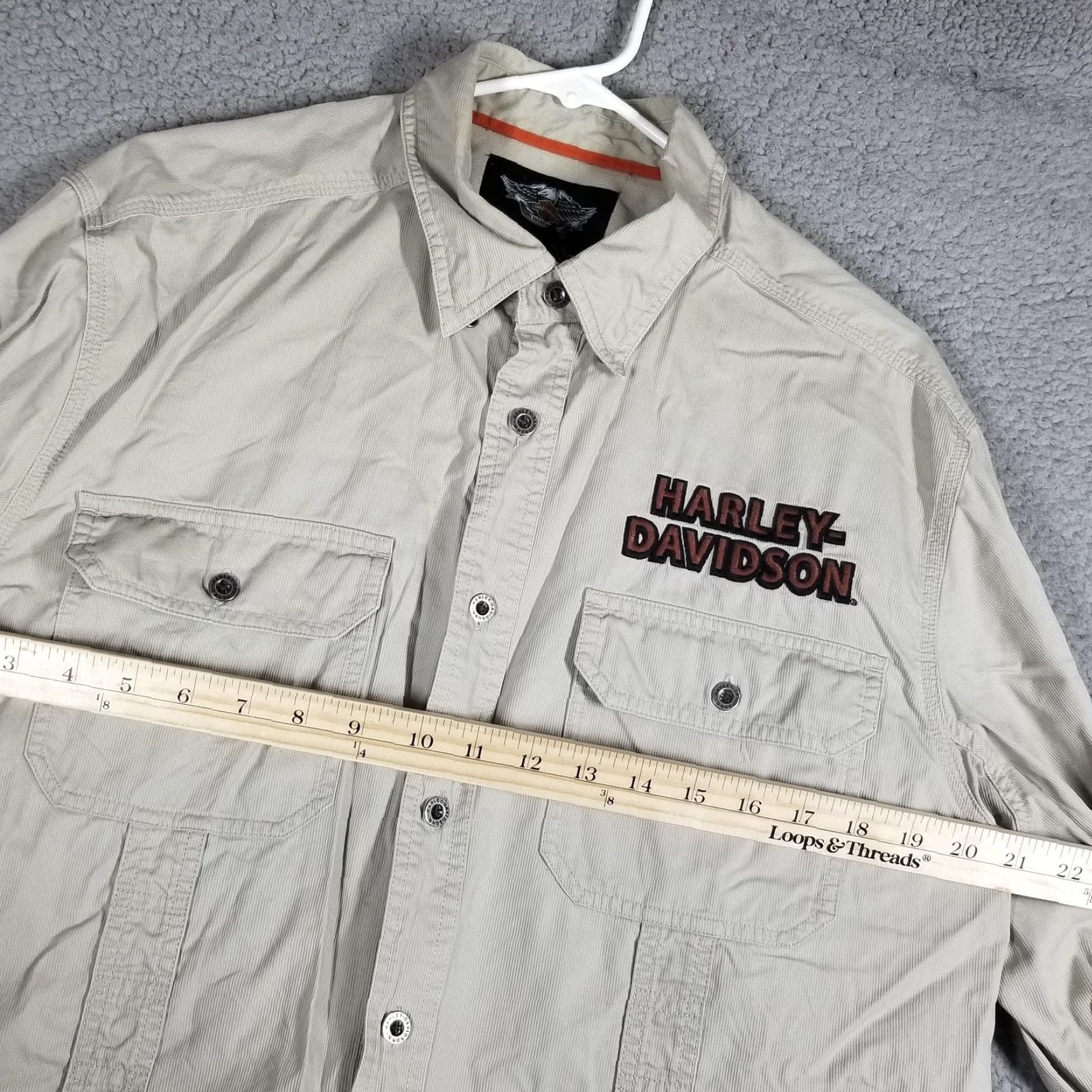 Harley Davidson Harley-Davidson Shirt Mens Large Beige Long Sleeve Button Up Embroidered Biker Size US L / EU 52-54 / 3 - 6 Thumbnail