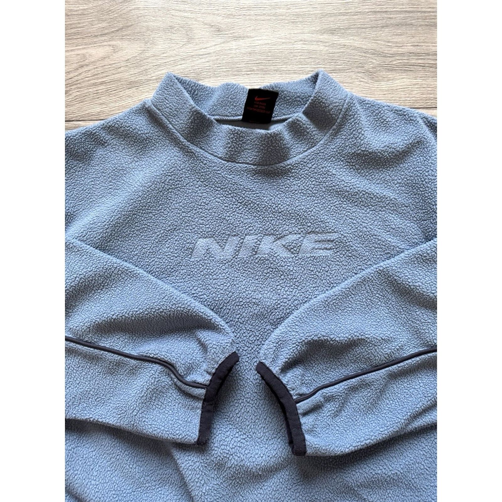 Nike VINTAGE Nike Fleece Pullover Womens M Blue 90s Sherpa Spellout Pullover Sweatshirt Womens Size M / US 6-8 / IT 42-44 - 6 Thumbnail