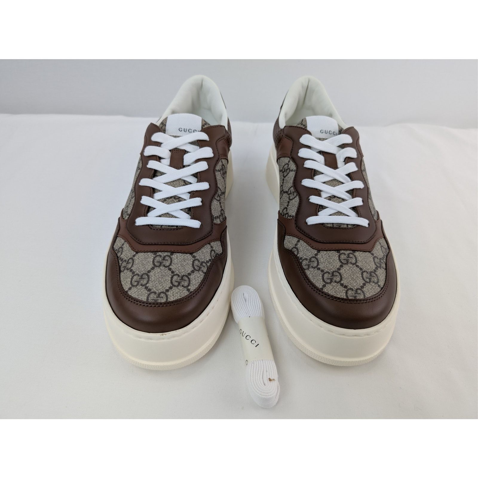 Gucci o1rshd1 GG Supreme leather-trimmed chunky sneakers in Brown Size US 12.5 / EU 45-46 - 10 Thumbnail