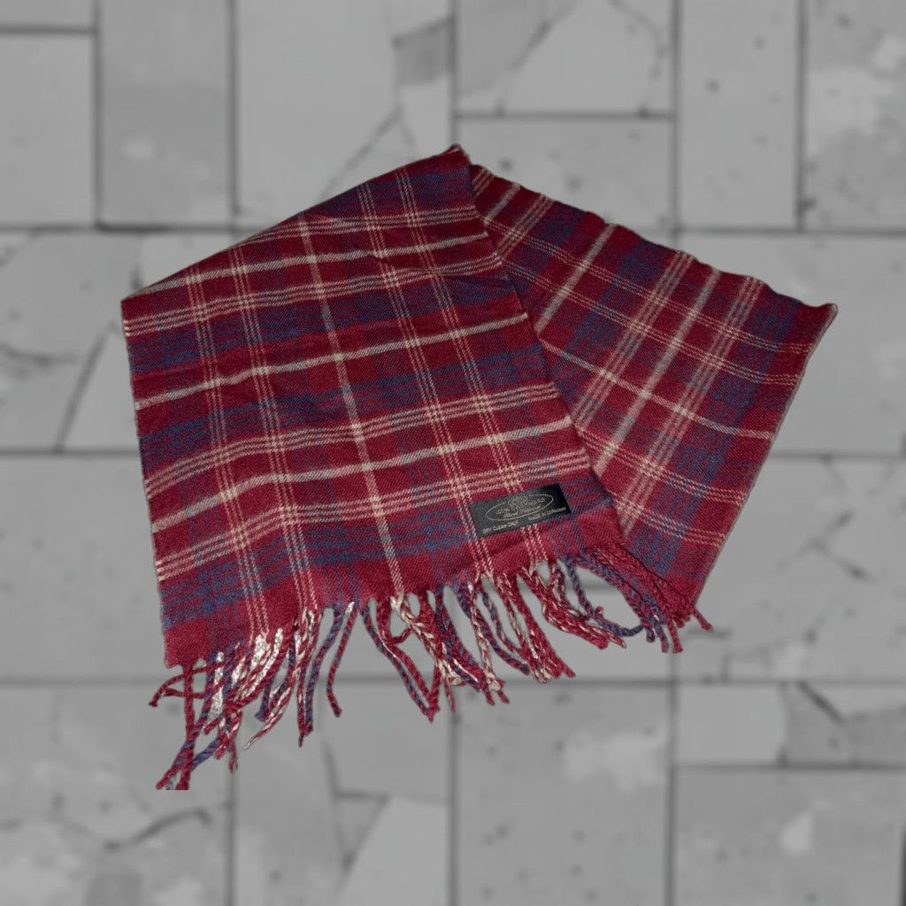 Vintage 100% Soft Cashmere Scarf Plaid Made in Germany 64”x12” EUC Size ONE SIZE - 1 Thumbnail