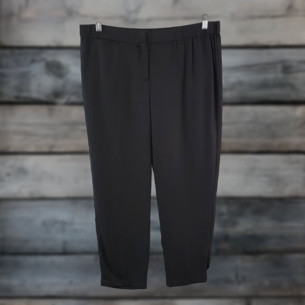 Eileen Fisher Eileen Fisher Pants Womens Pull On Solid Black Lyocell Tencel Size L Waist 18.5 Inseam 28 Black Womens Size 36" / US 14 / IT 50 - 1 Thumbnail