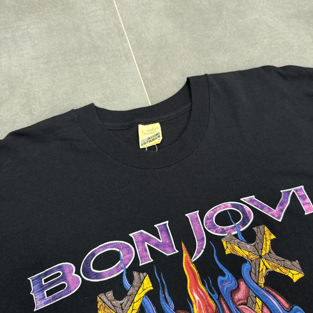 Bon Jovi Vintage Bon Jovi Screen Stars World Tour 1993 T-Shirt Size L Size US L / EU 52-54 / 3 - 11 Thumbnail