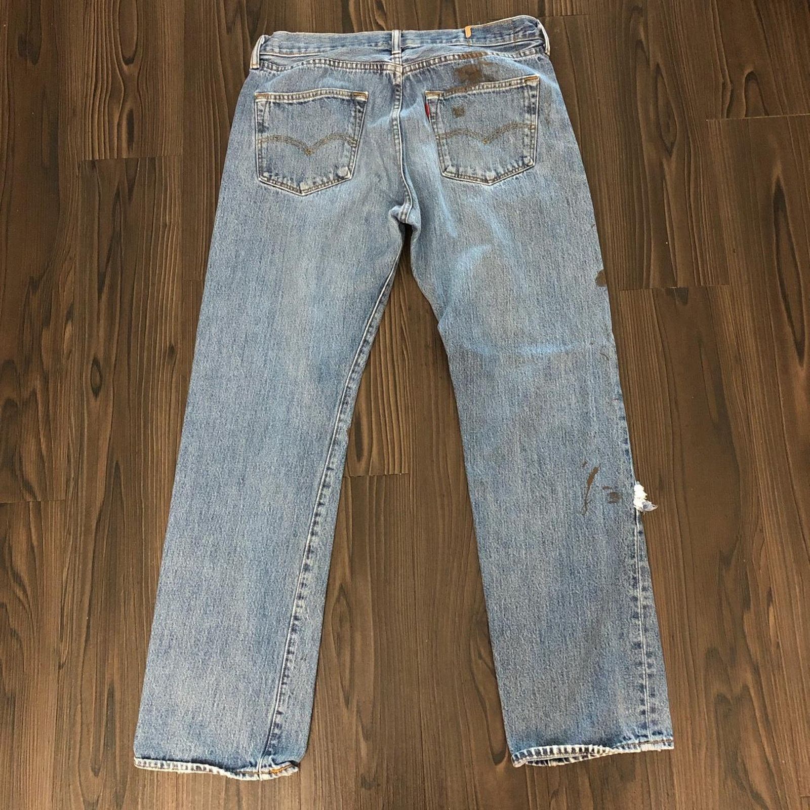 Other Men’s Distressed Painted Riders Denim Jeans Size: 34x32 Size US 34 / EU 50 - 3 Thumbnail