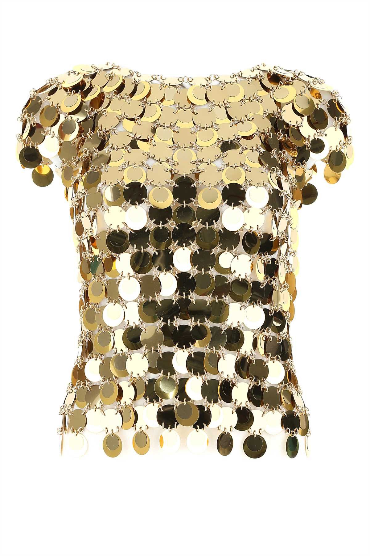 Paco Rabanne Gold Sequins Top Size XXS / US 00 / IT 34 - 1 Thumbnail