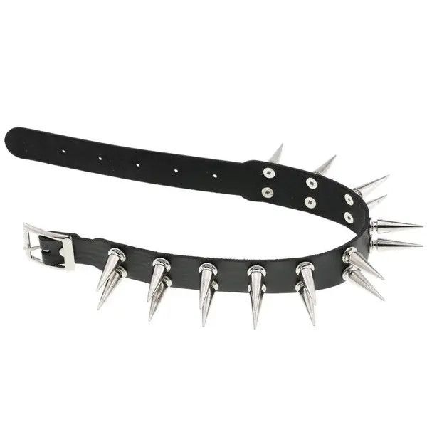 Other Long Spiked Choker Collar Leather Goth Necklace Size ONE SIZE - 6 Thumbnail