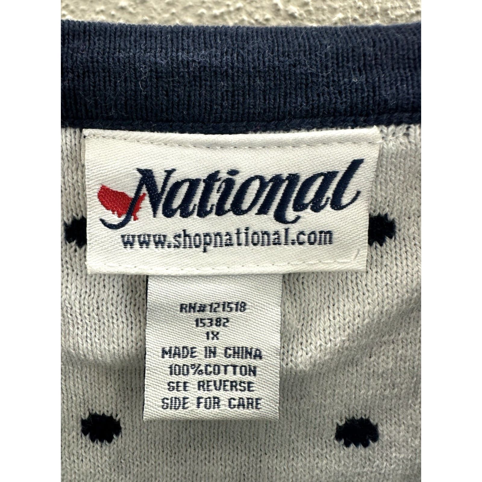 Vintage National Womens Sweater 1X Navy Polka Dotted Long Sleeve Button Up Cardigan Size XL / US 12-14 / IT 48-50 - 4 Thumbnail