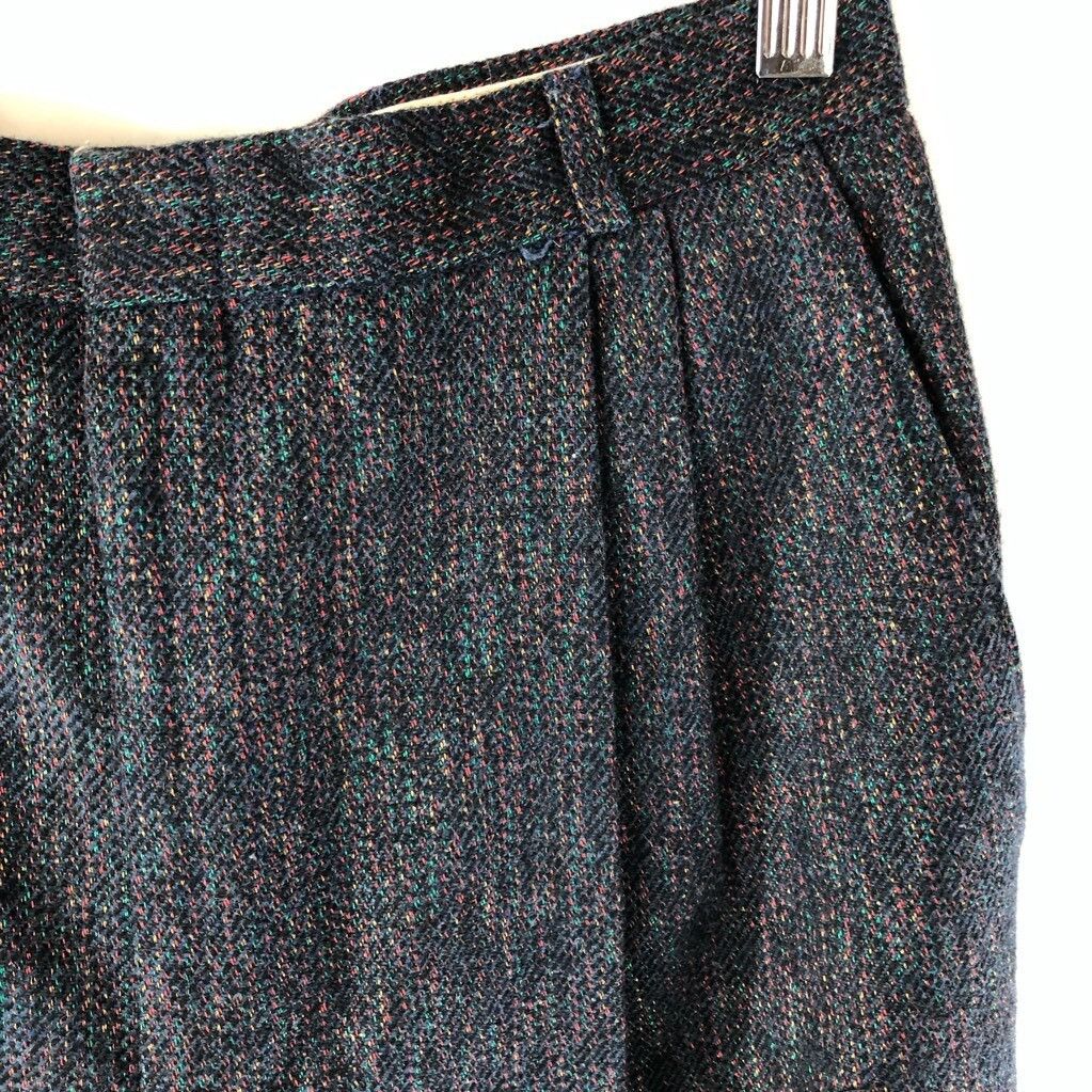 Other Ann Stevens Womens Pants Blue High Rise Pleated Tweed Wool B Size 34" / US 12 / IT 48 - 7 Thumbnail