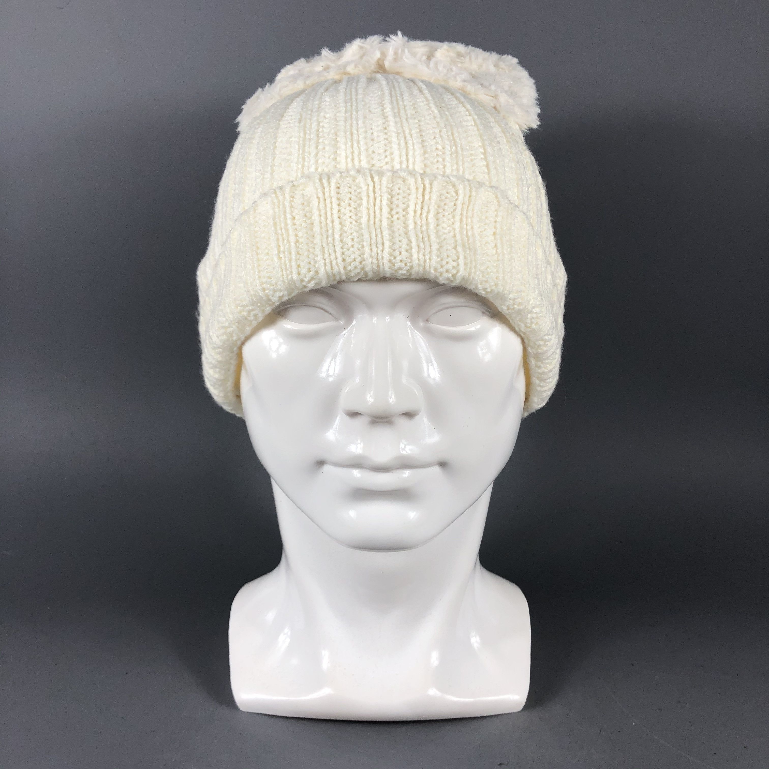 Vintage Vintage White Cream Beanie Snow Hat Snow Cap -D855 Size ONE SIZE - 7 Thumbnail