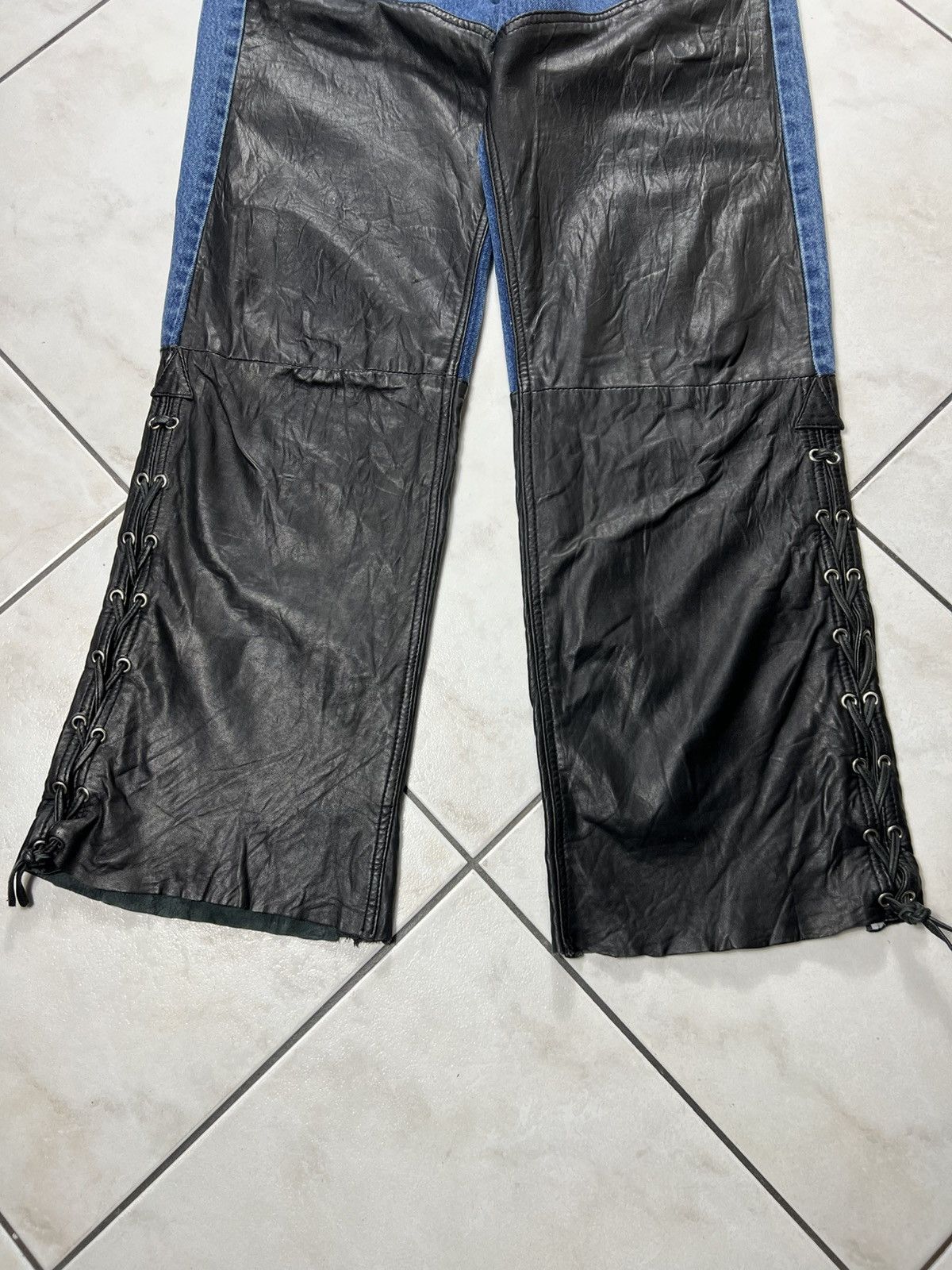 Levi's Vintage 90s Levi’s 501 hybrid leather denim tied strap pants Size US 32 / EU 48 - 5 Thumbnail