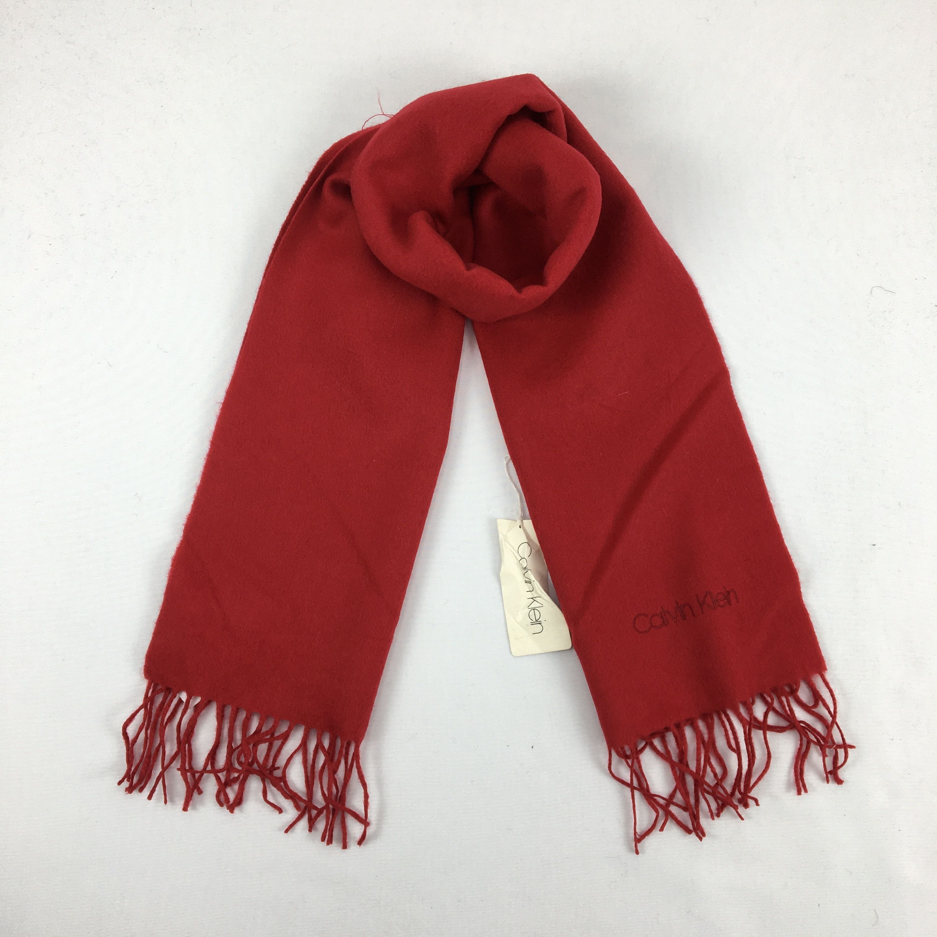 NWT Vintage Calvin Klein Wool Scarf Fringe Winter Scarves