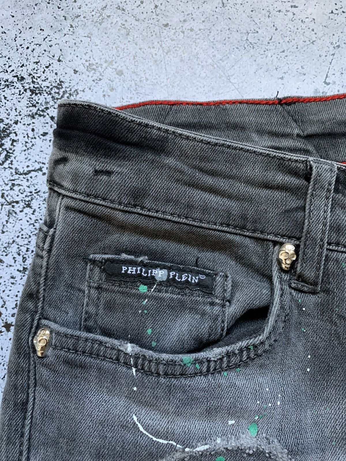 Andy Warhol × Philipp Plein Skull Denim Philipp Plein Distressed Fabric Dsquared Style Size US 33 - 8 Thumbnail