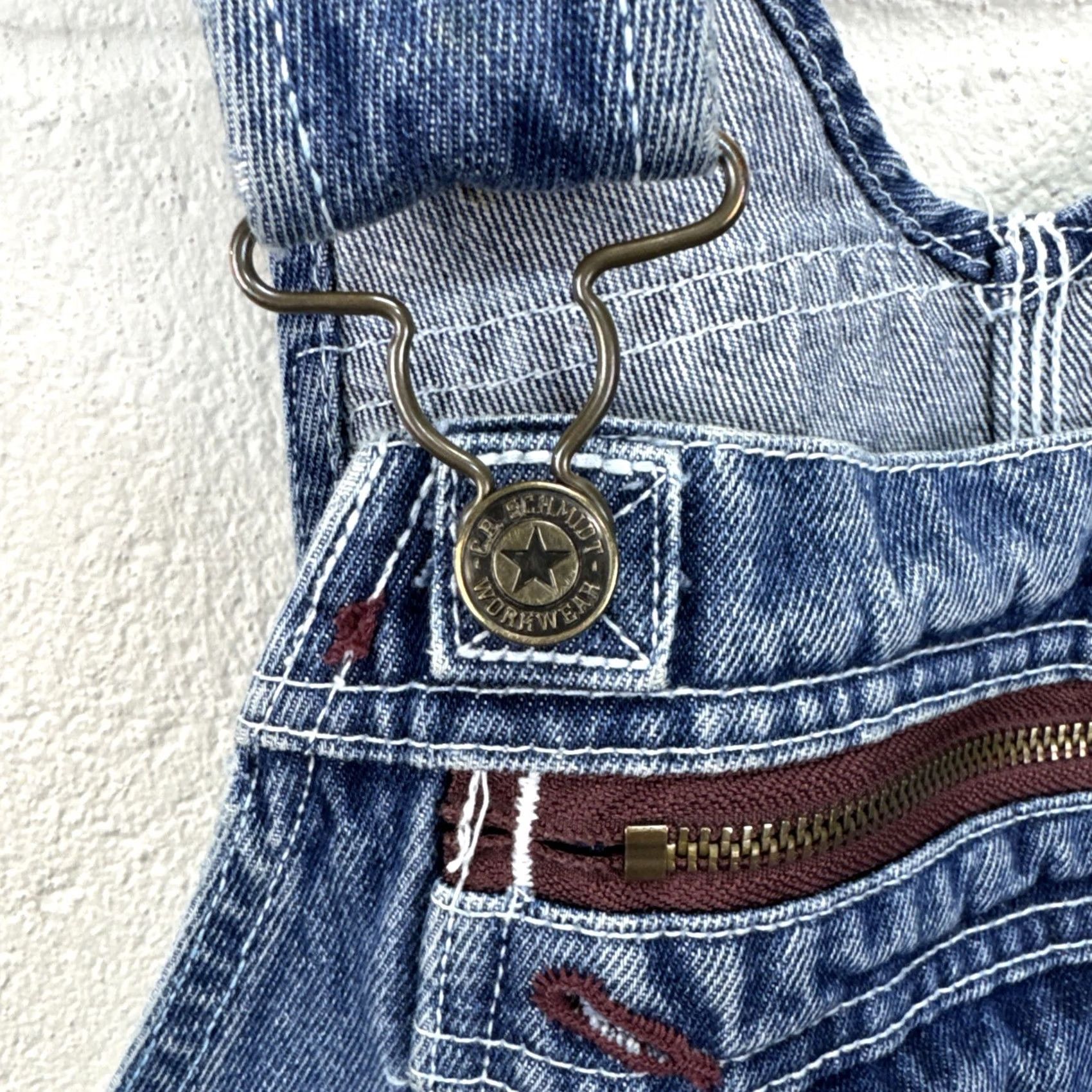 Vintage VINTAGE? No. C.E. Schmidt Bib Overalls Mens 34x30 Blue Denim Carpenter Workwear Utility Shirt Pants Jeans 5-Pocket Design Workwear Grunge 90s Mens Size US 34 / EU 50 - 3 Thumbnail